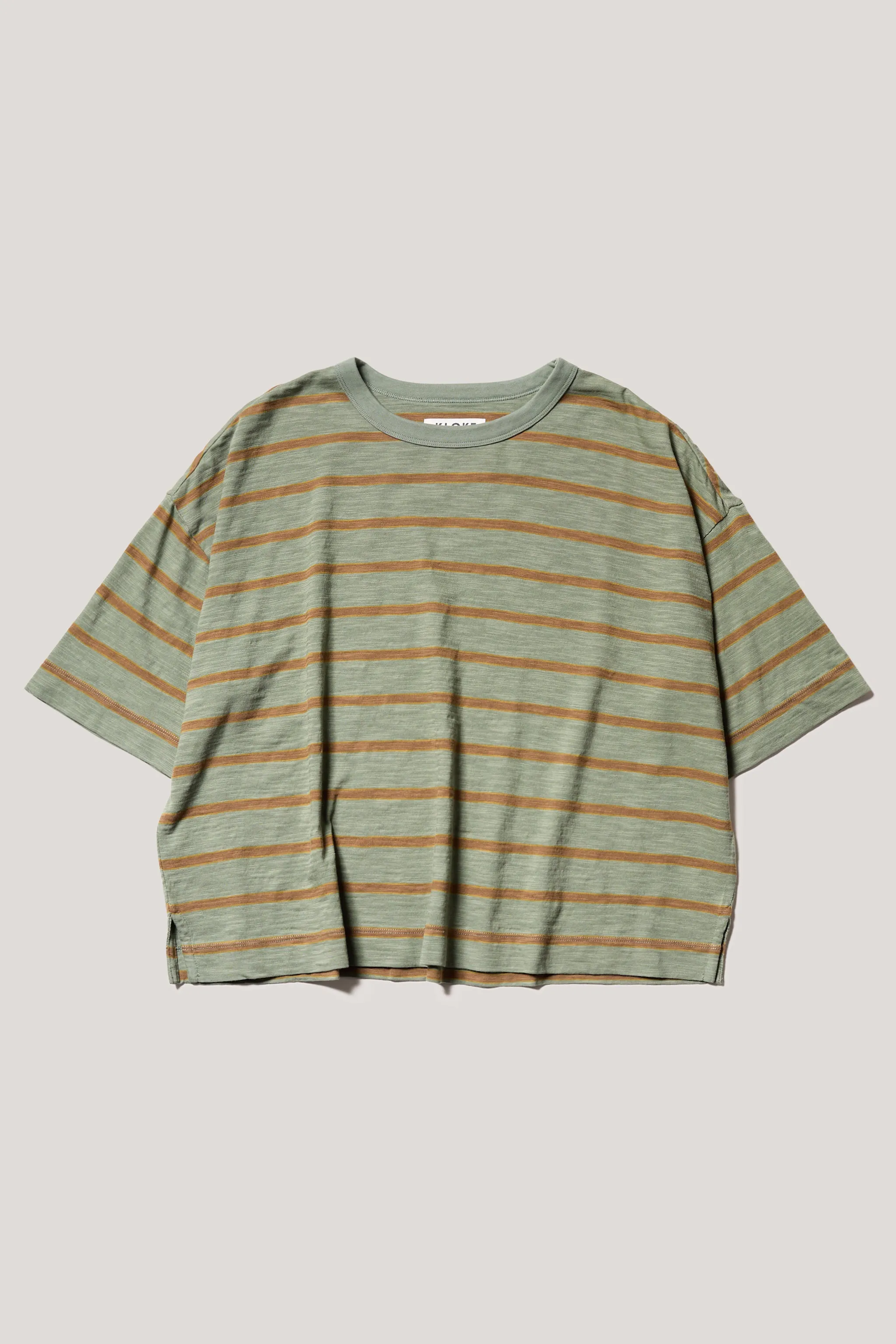Obelisk Feeder Stripe Tee Olive/Tan Stripe sold by Kloke product image thumbnail 5