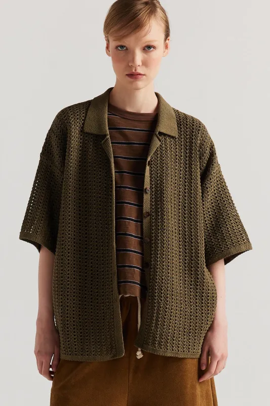 Inflect Crochet Shirt Olive made by Kloke