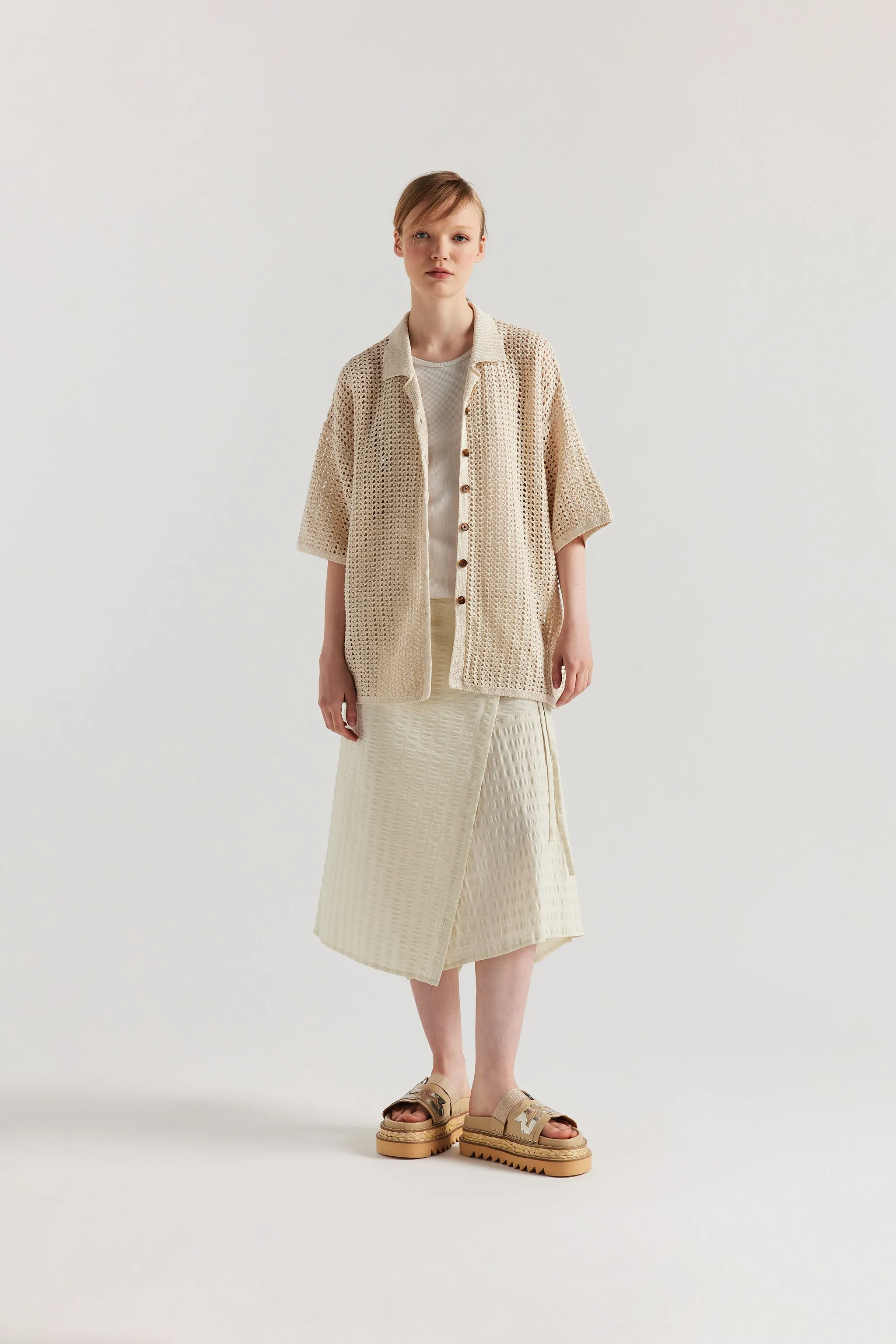 Inflect Crochet Shirt Ecru sold by Kloke