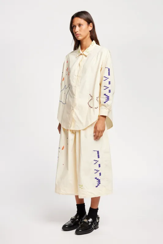 Universe Embroidered Skirt Ecru made by Kloke