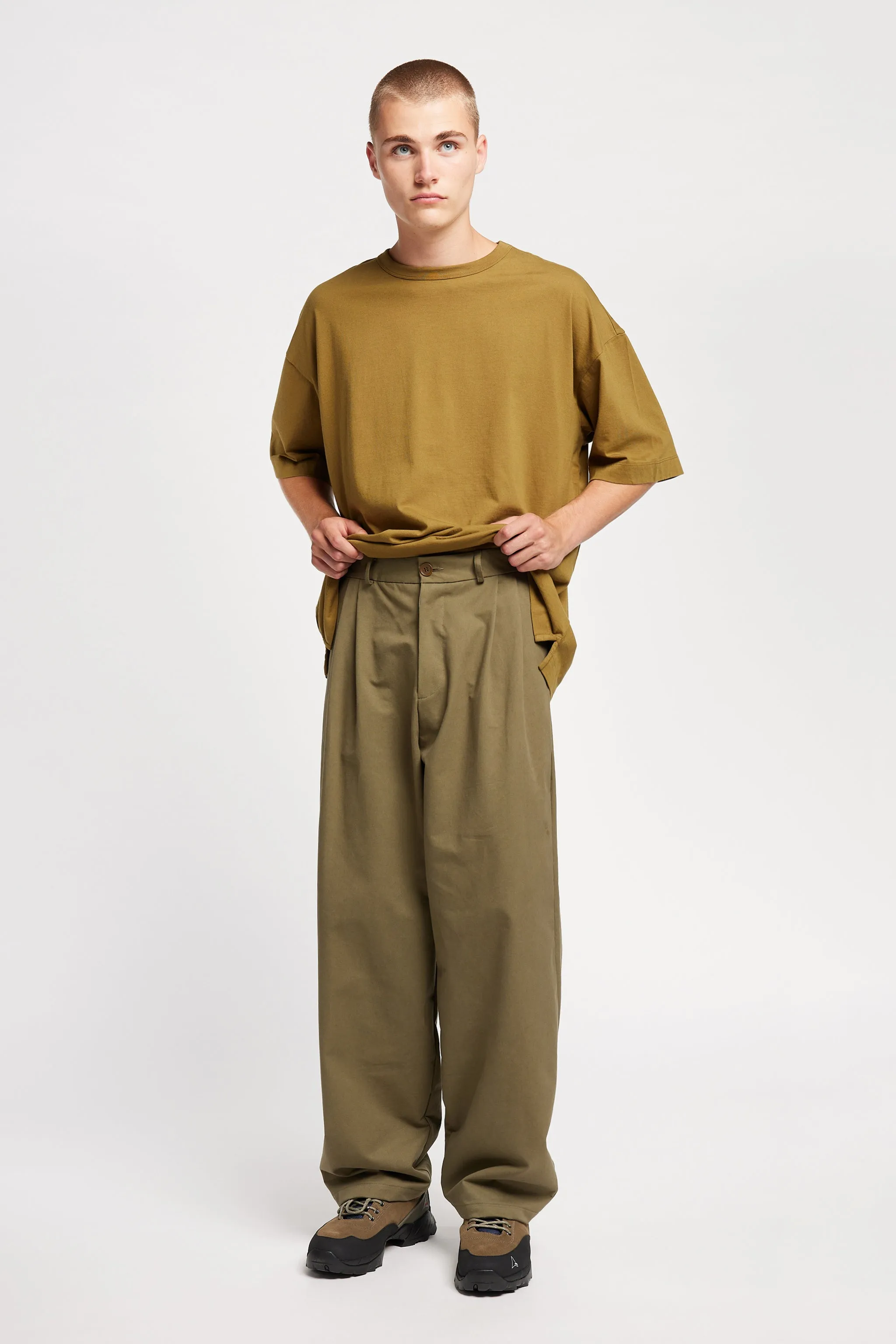Logic Pleat Pant Olive sold by Kloke