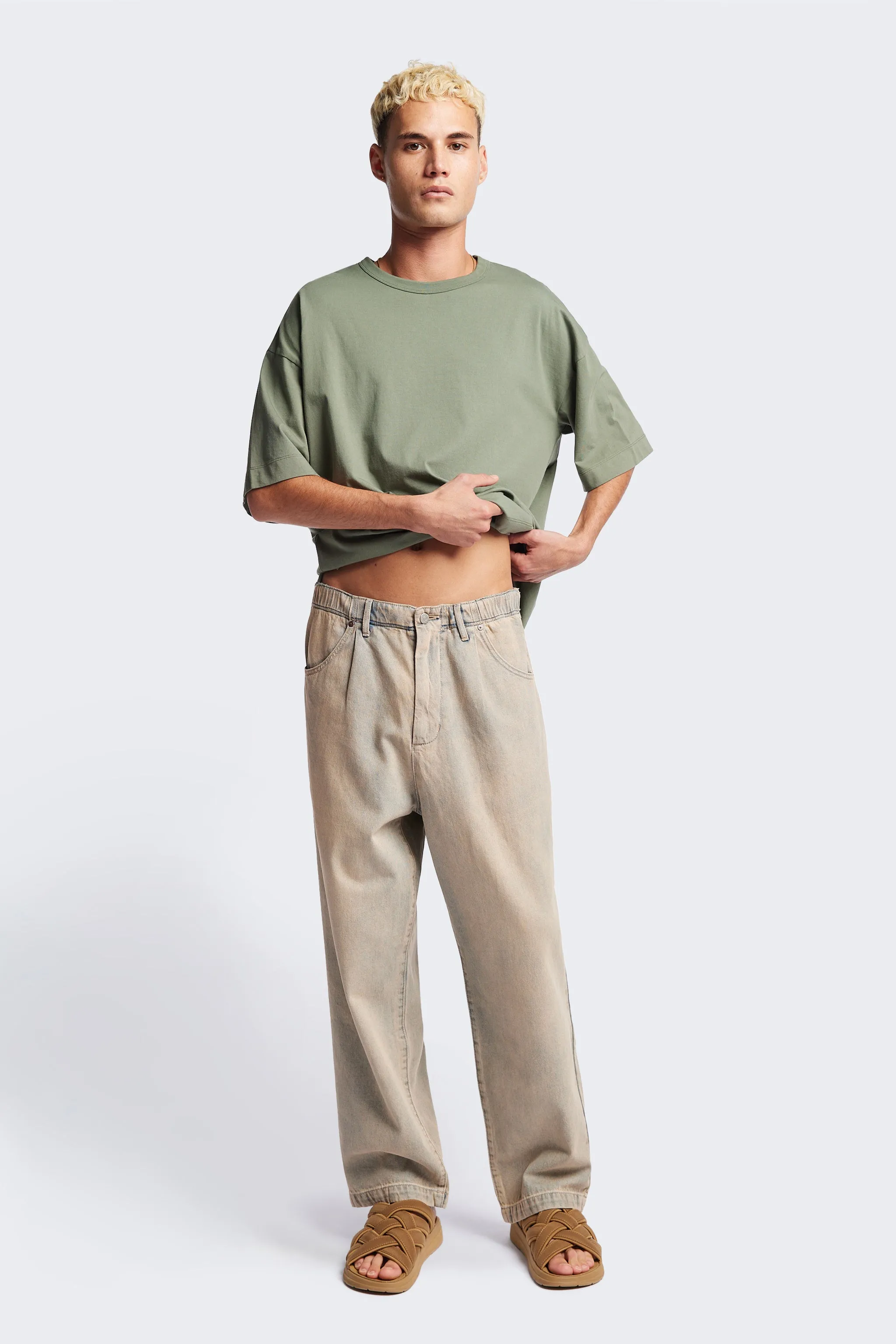 Fragment Denim Pleat Pant Blue Pink Fade sold by Kloke