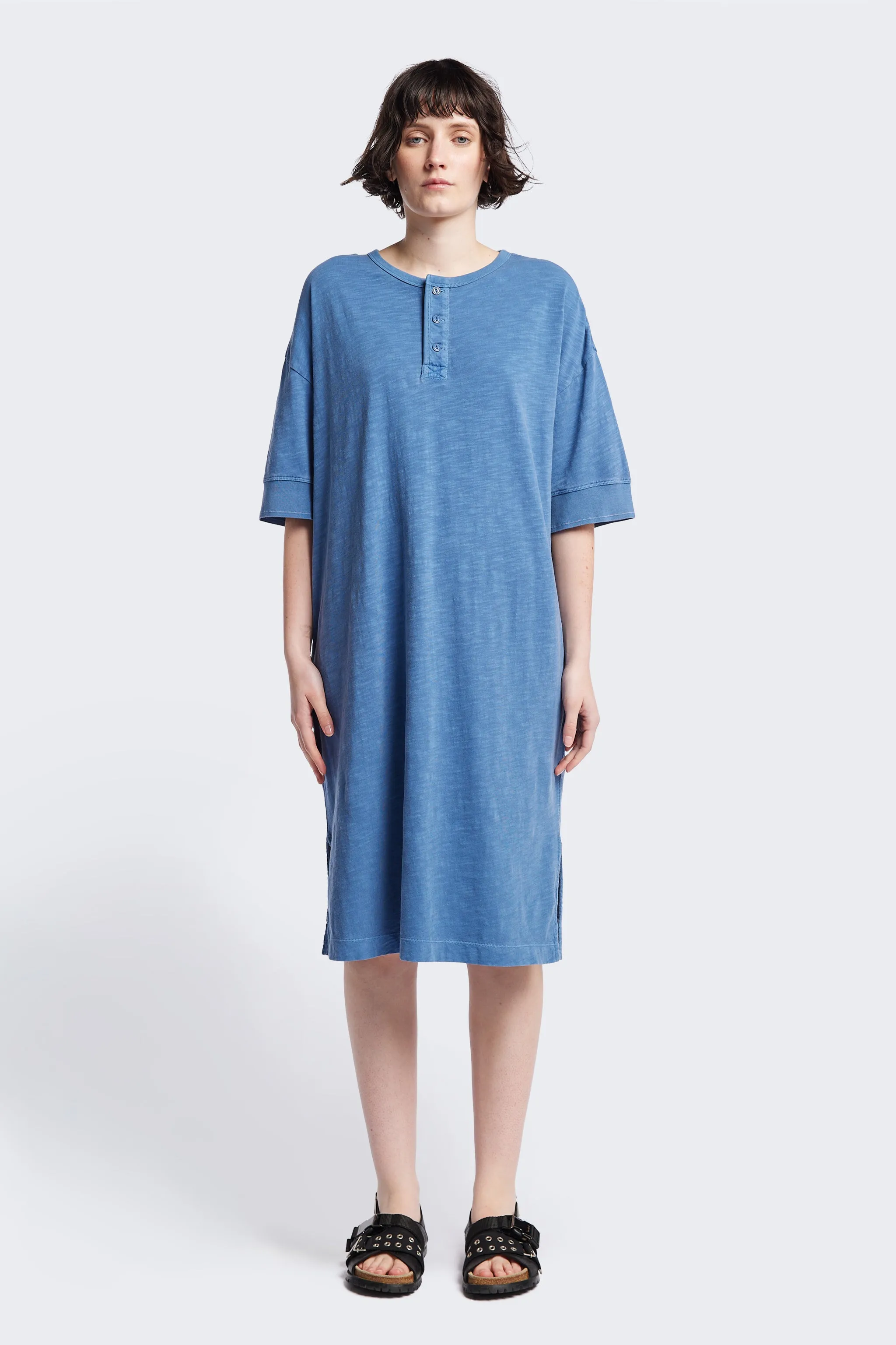 Treatise Henley Dress Blue sold by Kloke