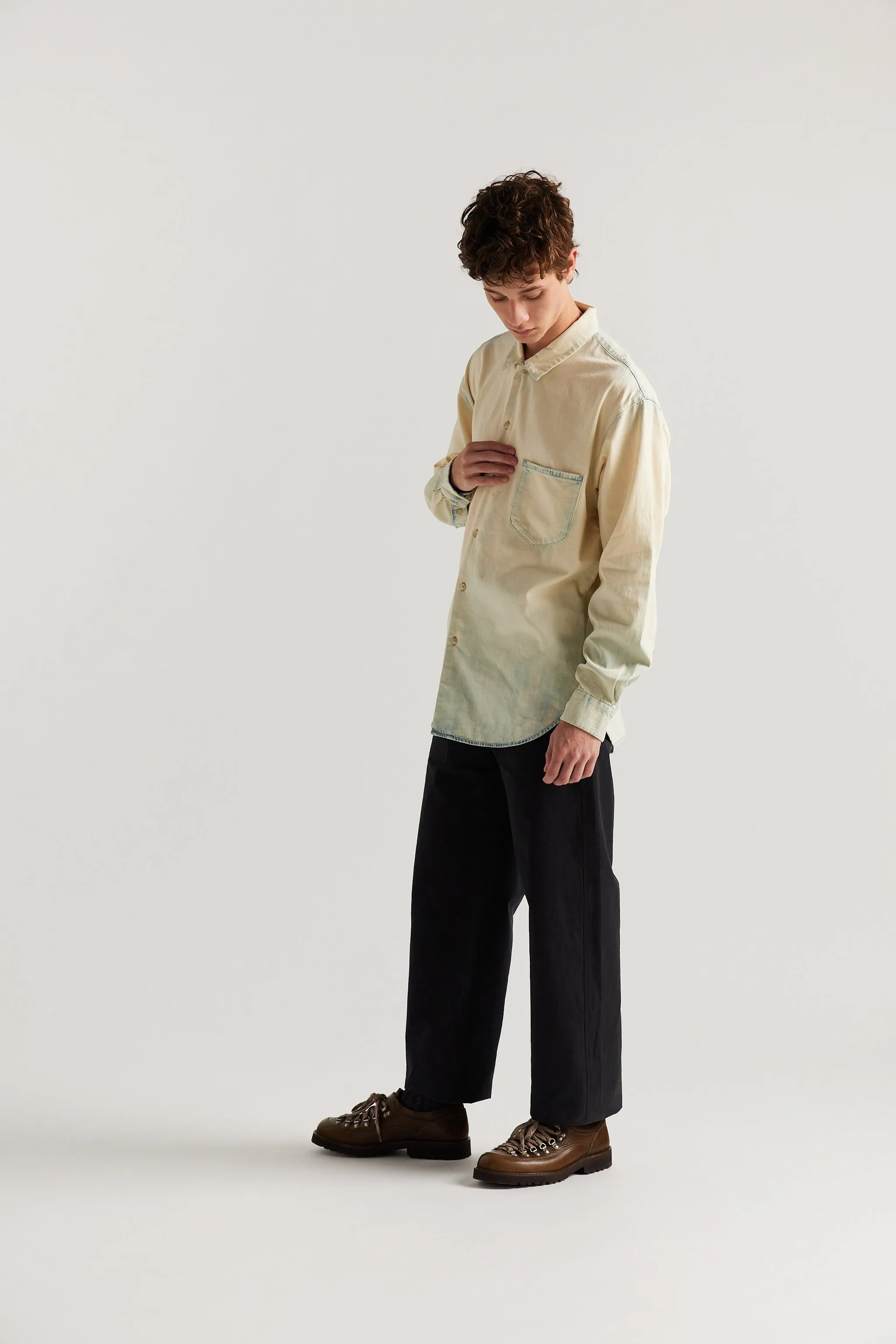 Finite Denim Shirt Mid Blue Fade w/ Ecru Tint sold by Kloke