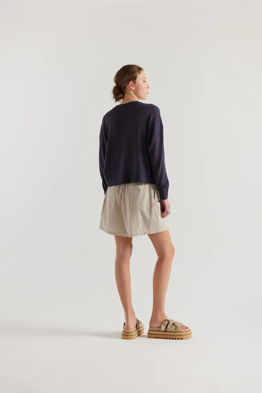 Vesper Short Ecru Pin Stripe made by Kloke