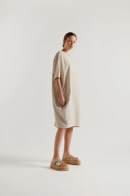 Yielding Dress Ecru Pin Stripe made by Kloke