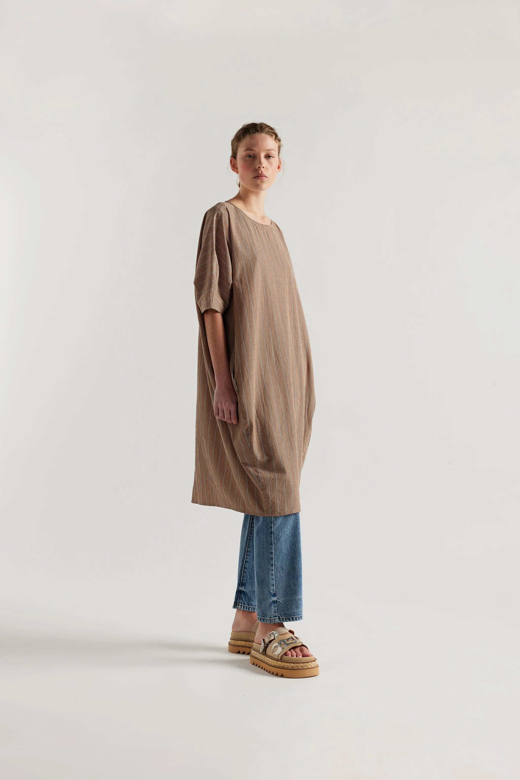 Yielding Dress Clay Stripe sold by Kloke