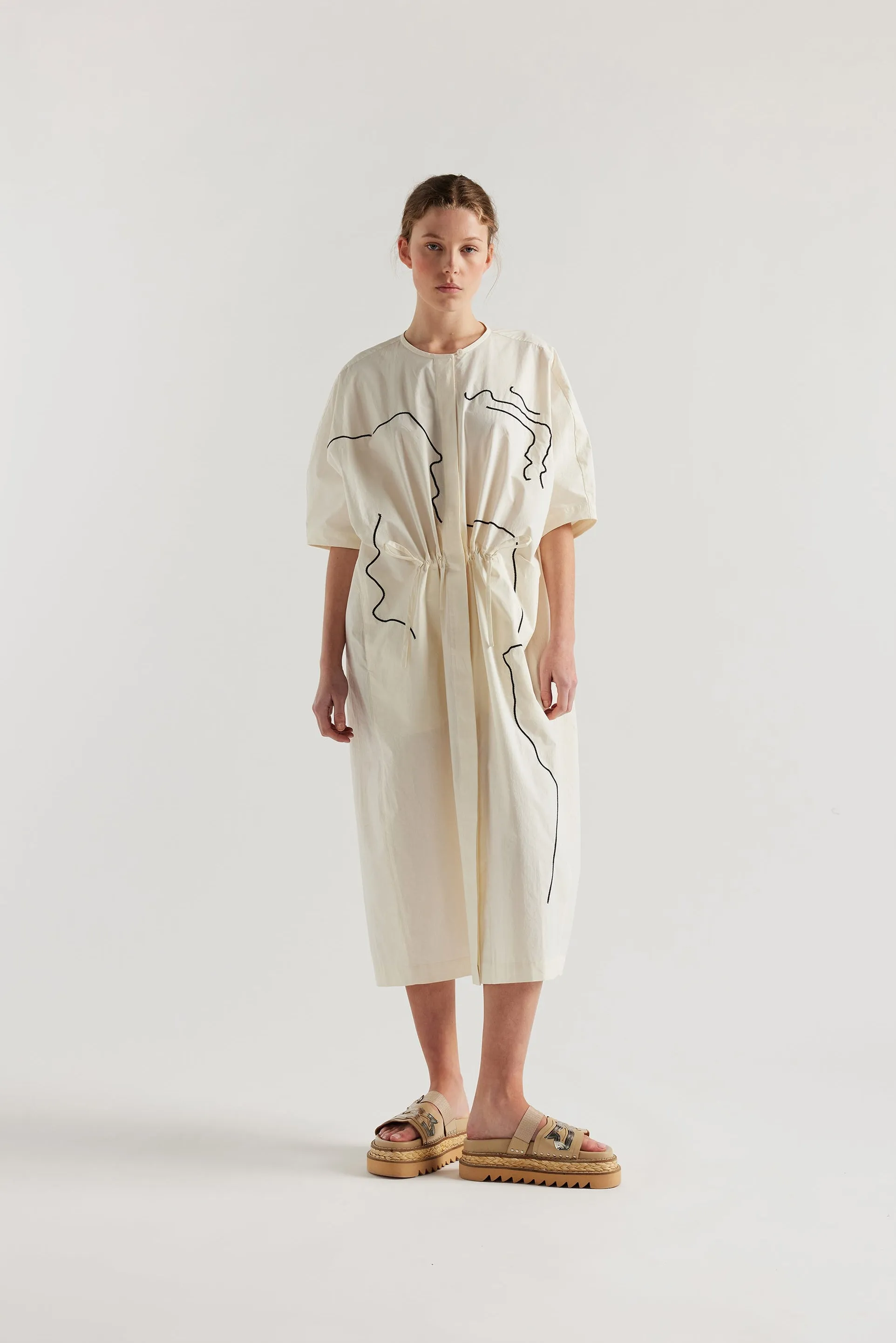 Pensive Embroidered Dress Ecru sold by Kloke