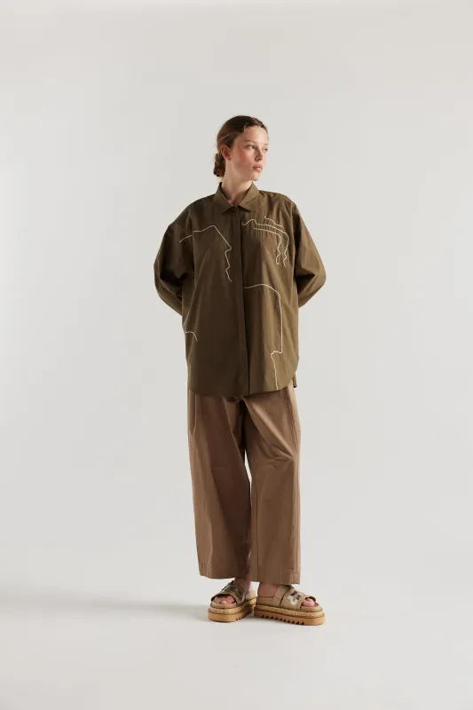 Ache Embroidered Shirt Olive made by Kloke