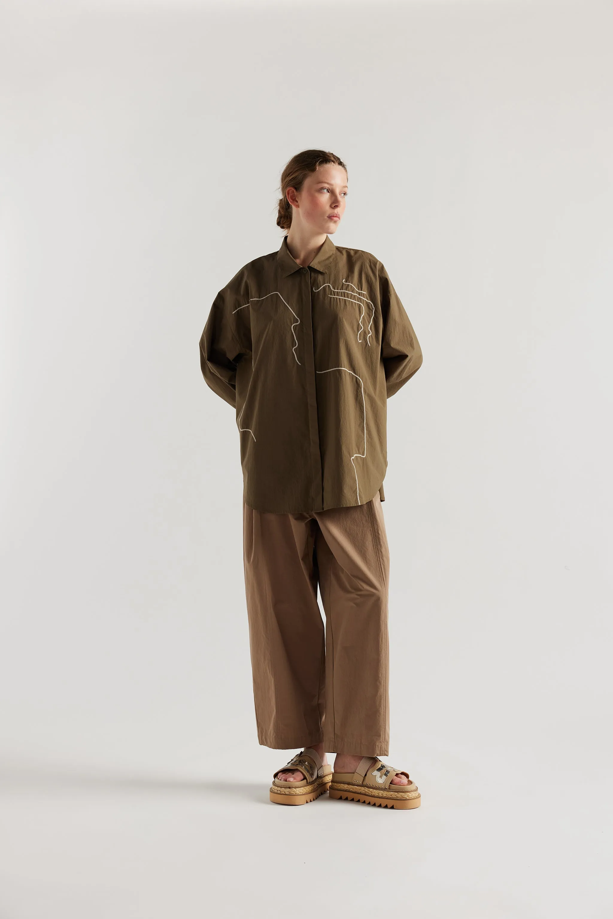 Ache Embroidered Shirt Olive sold by Kloke