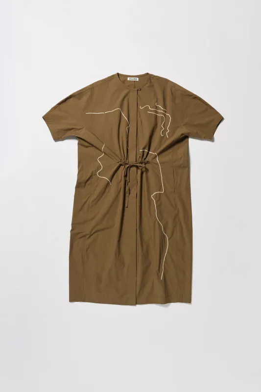 Pensive Embroidered Dress Olive made by Kloke