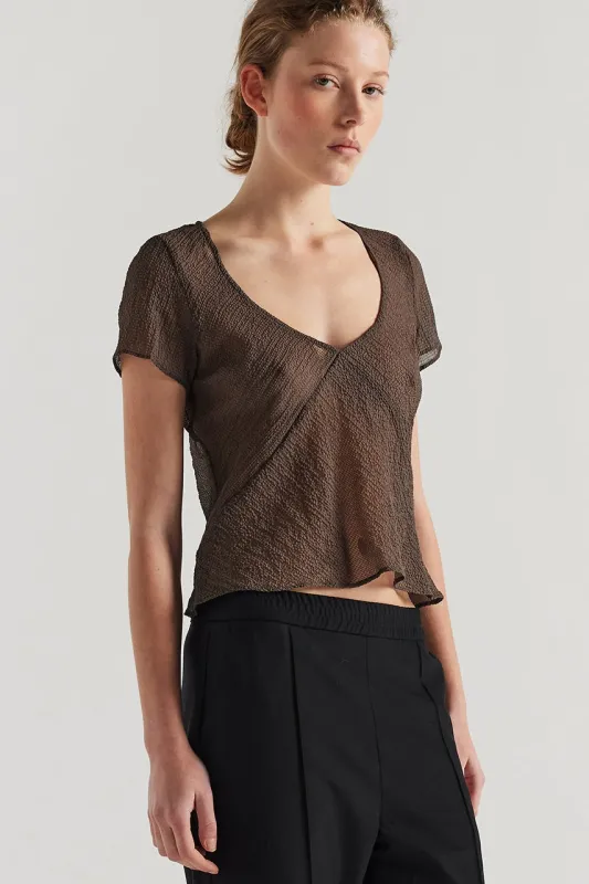 Centered V-neck Top Brown made by Kloke