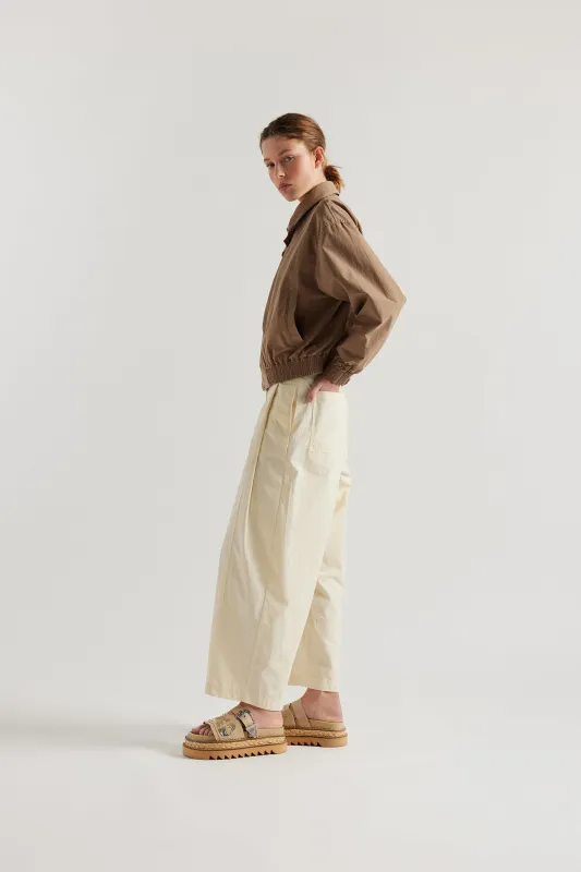 Amber Pleat Front Pant Ecru made by Kloke