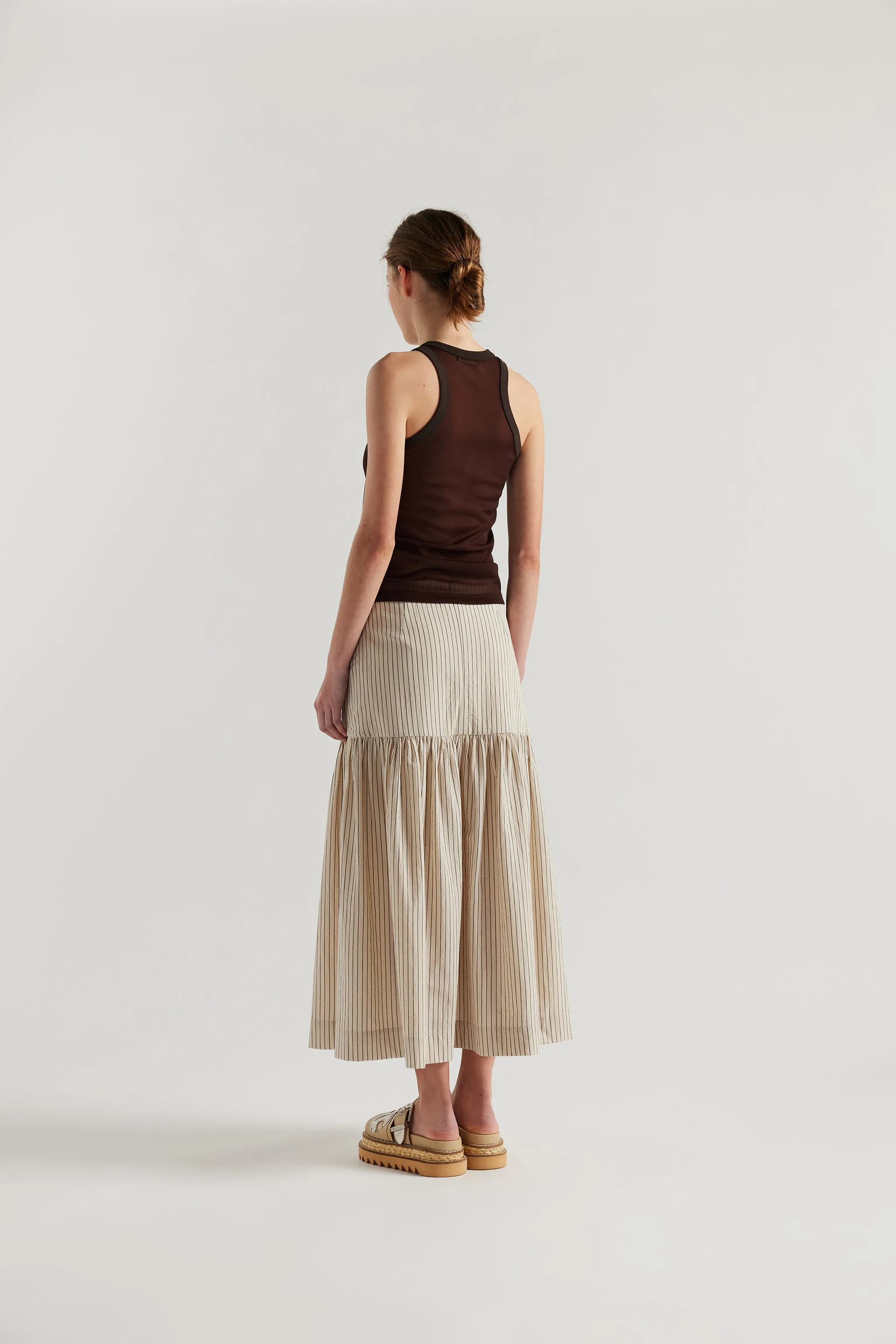 Nocturne Gathered Skirt Ecru Pin Stripe sold by Kloke product image thumbnail 3