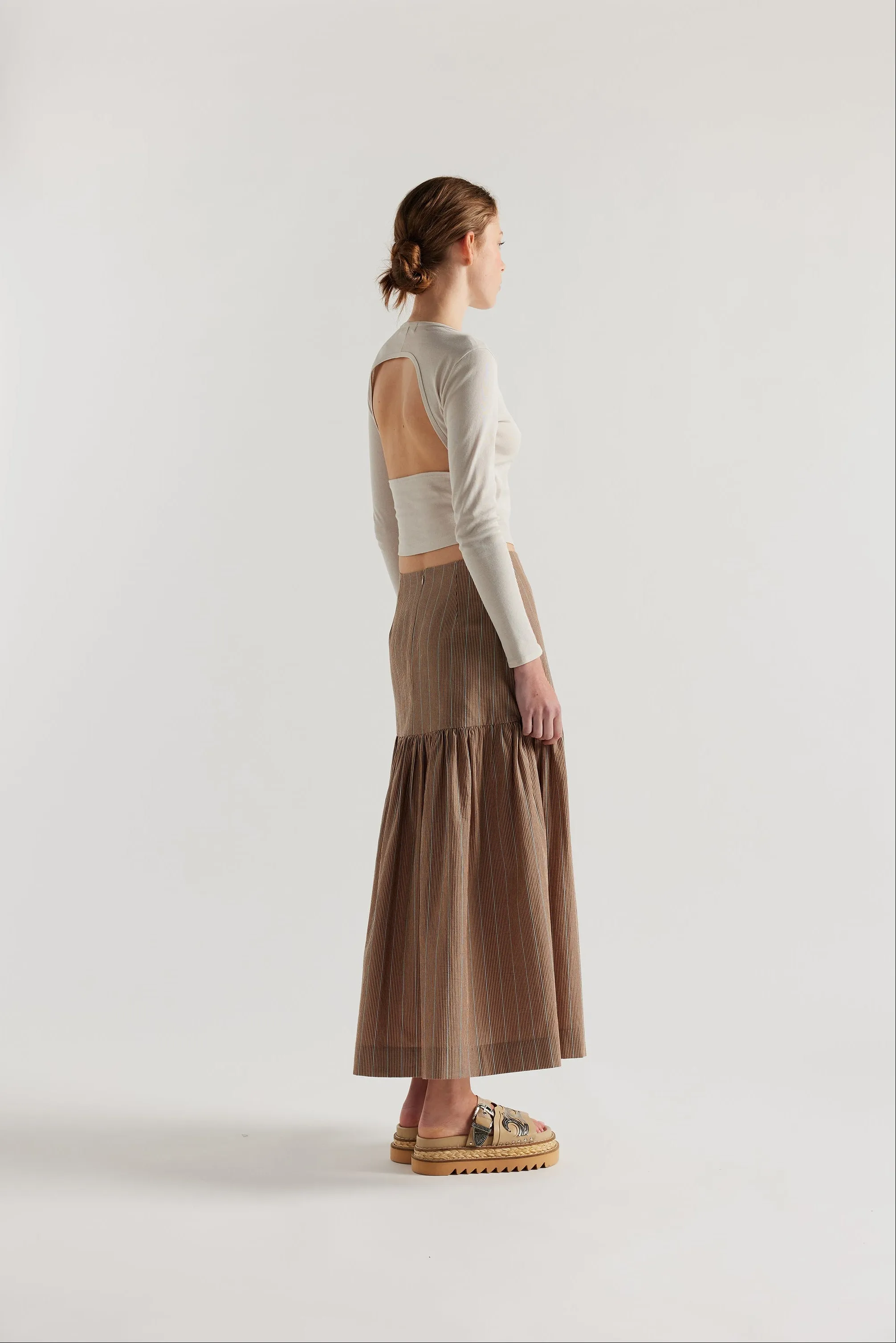 Nocturne Gathered Skirt Clay Stripe sold by Kloke product image thumbnail 2