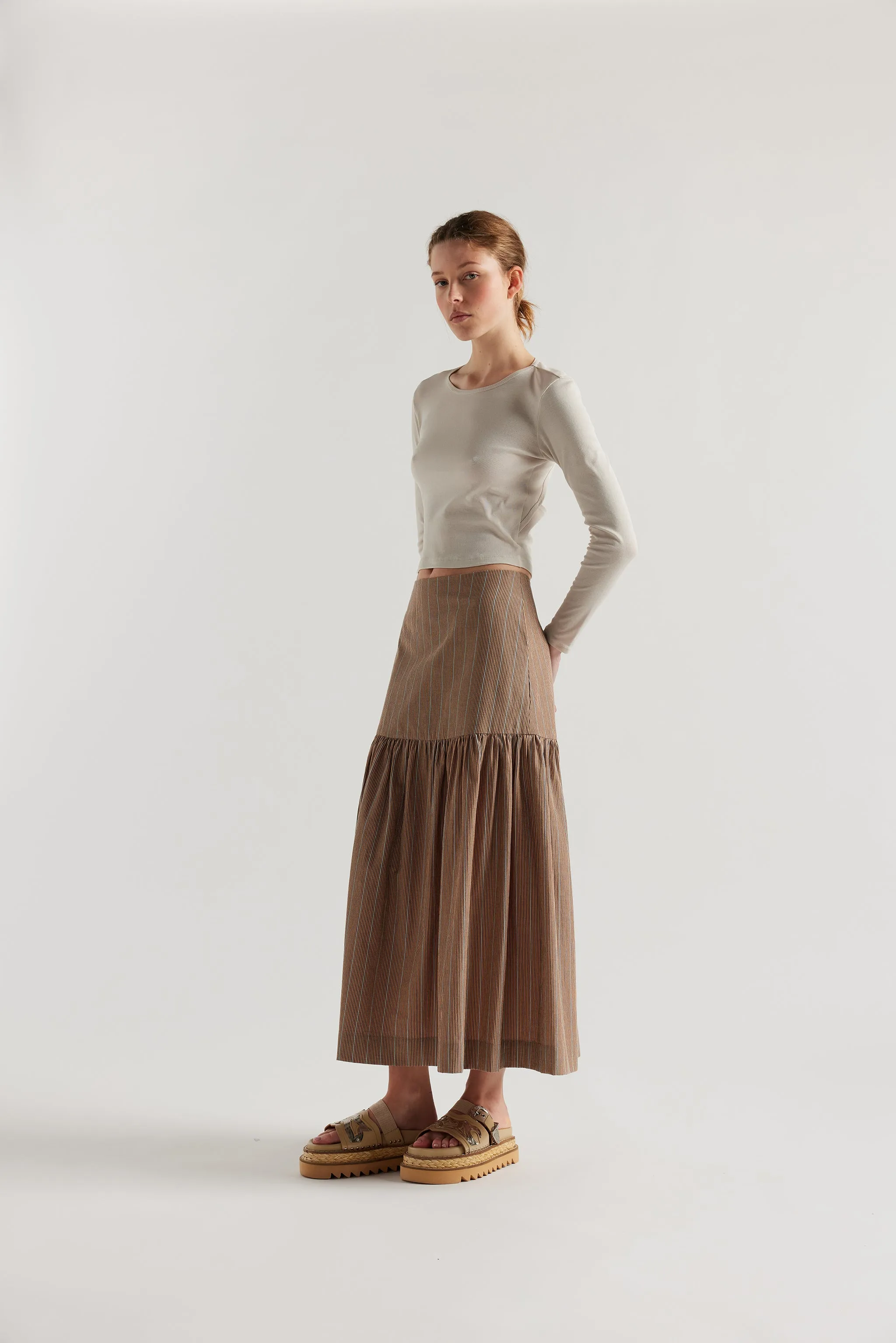 Nocturne Gathered Skirt Clay Stripe sold by Kloke product image thumbnail 5