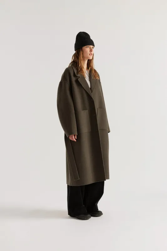 Retention Wool Coat Olive Taupe made by Kloke
