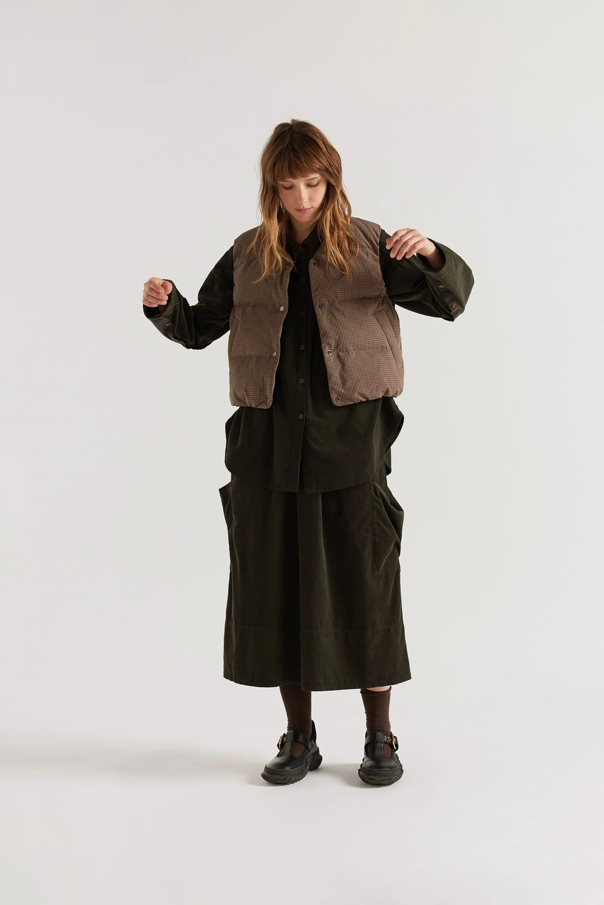 Static Quilted Down Vest Cocoa sold by Kloke