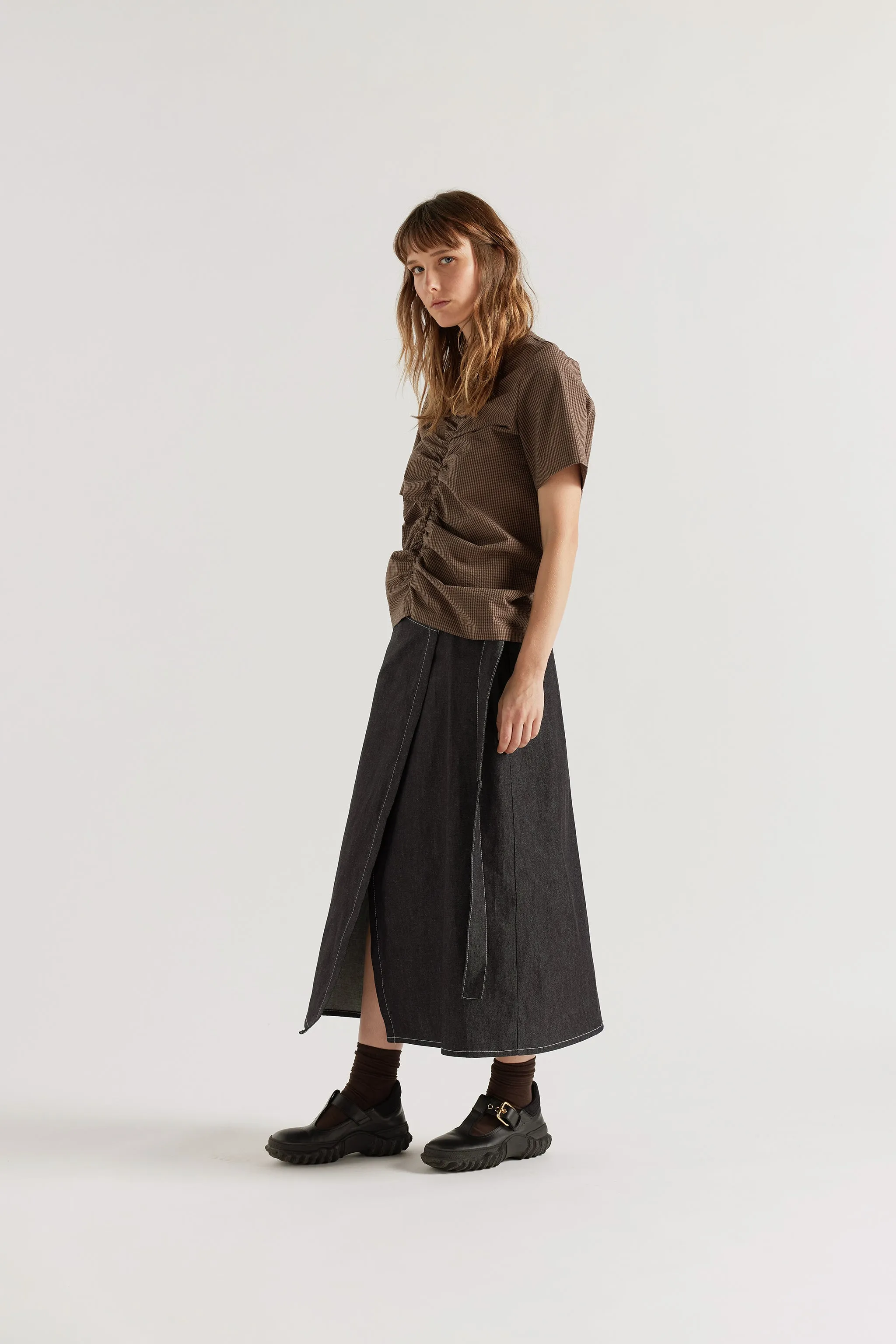 Vital Denim Skirt Dark Indigo sold by Kloke