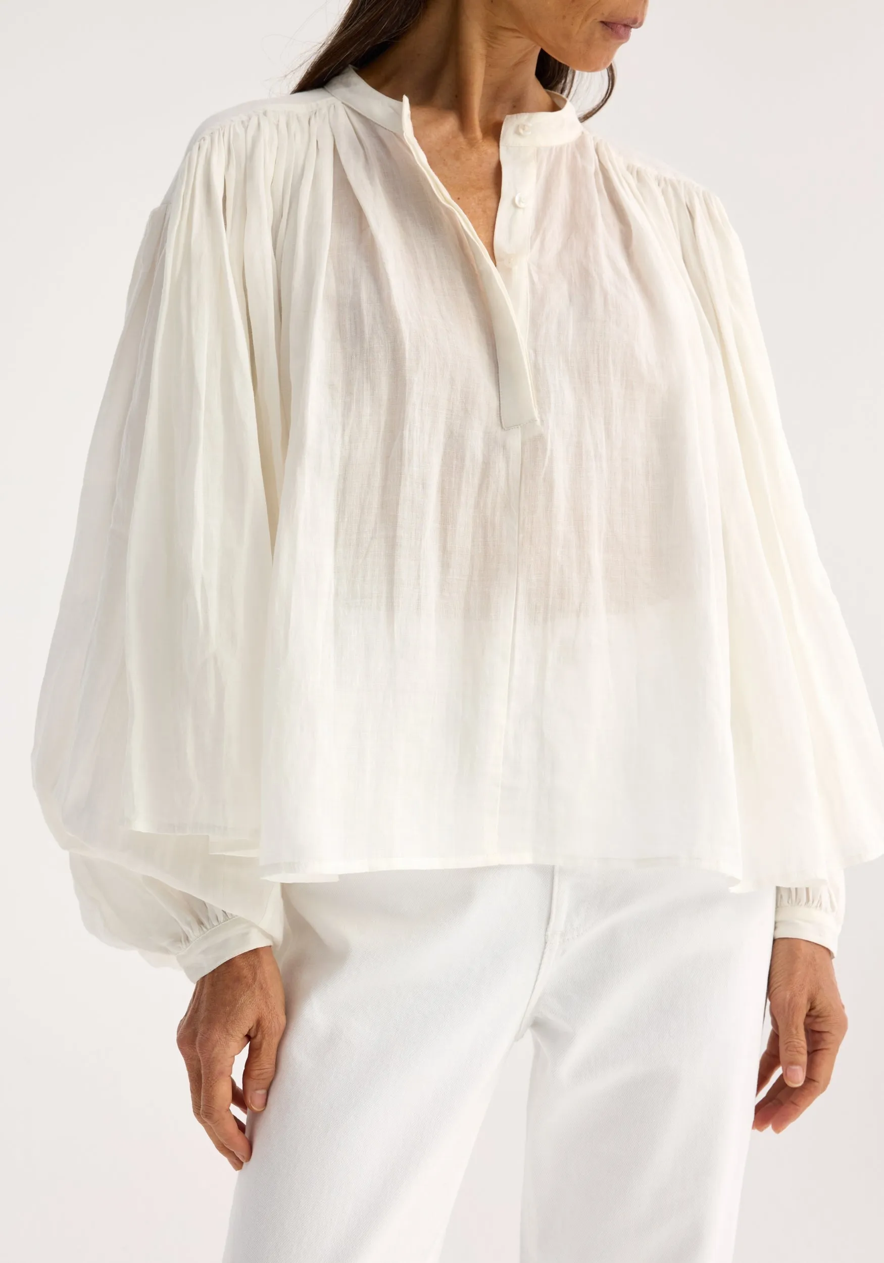 Pleated ramie top | optic white sold by Rohe product image thumbnail 2