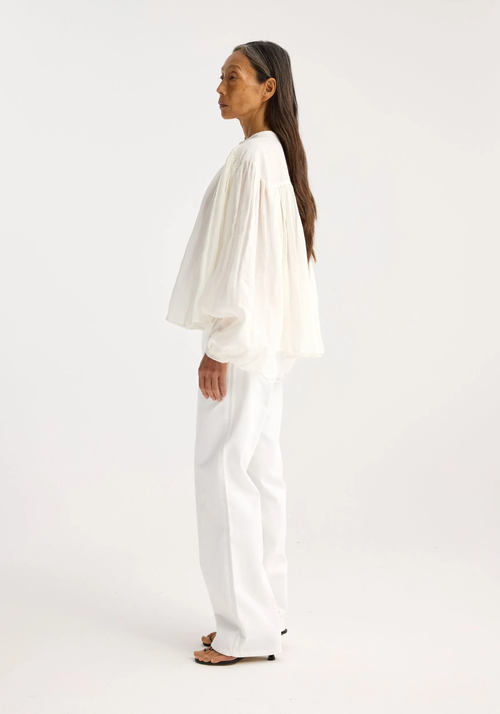 Pleated ramie top | optic white sold by Rohe product image thumbnail 3