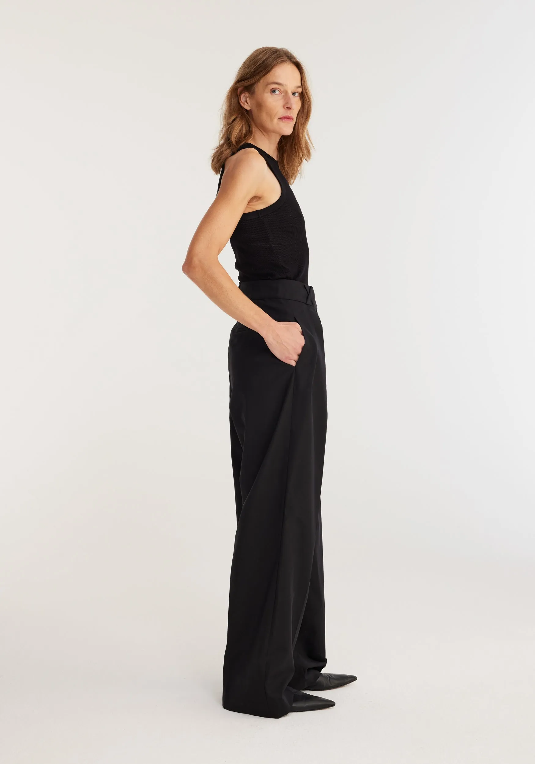 Cotton rib tank top | noir sold by Rohe product image thumbnail 3