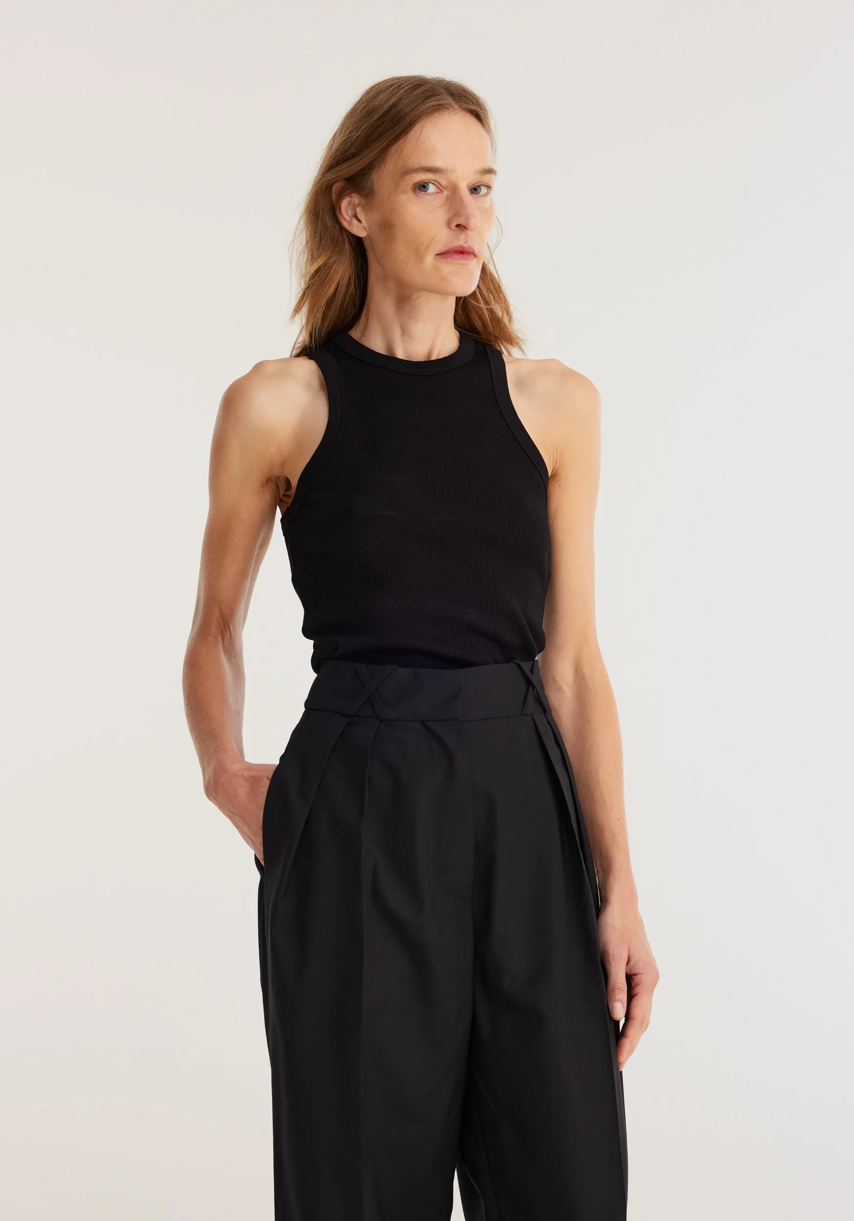 Cotton rib tank top | noir sold by Rohe product image thumbnail 2