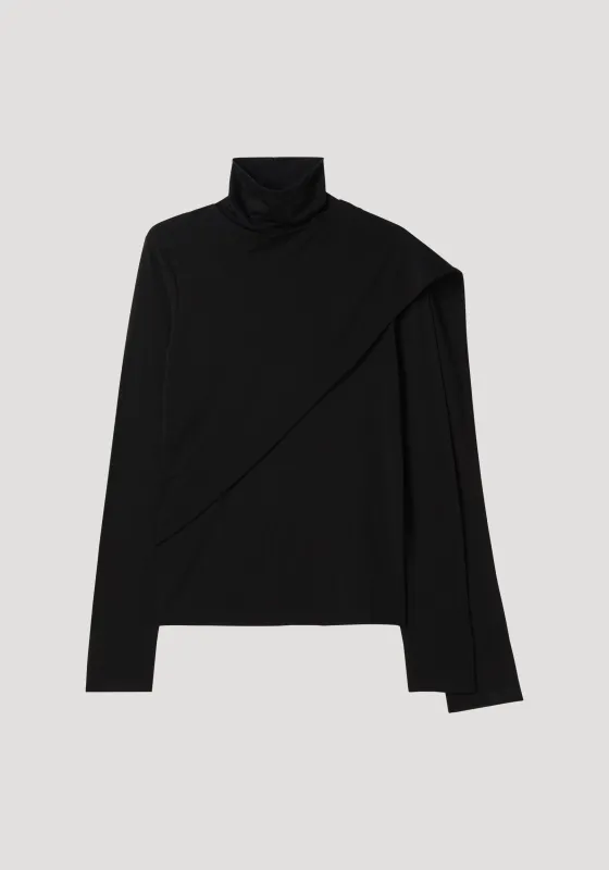Soft jersey scarf top | black made by Rohe