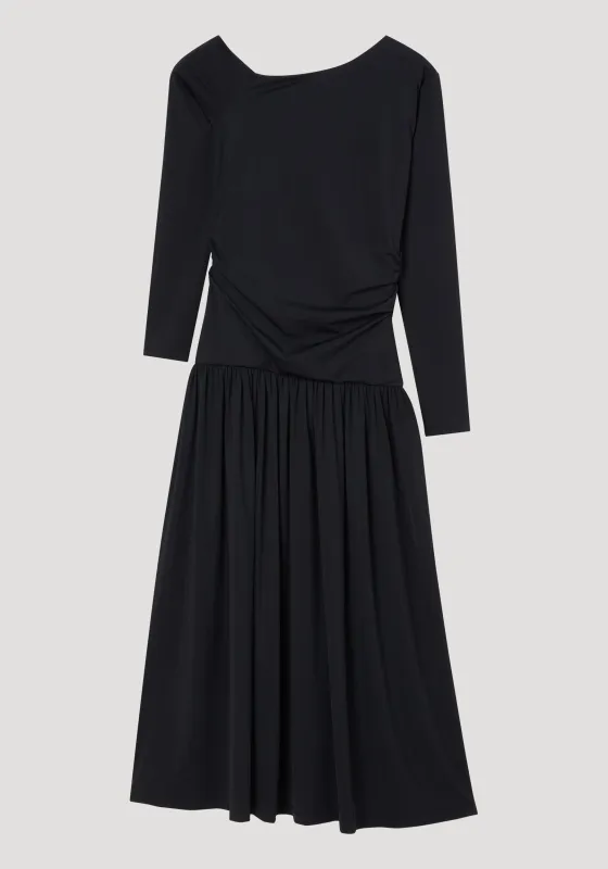 Asymmetrical jersey dress | black made by Rohe
