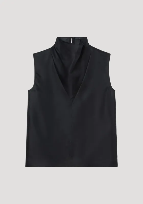 Organza silk top | black sold by Rohe