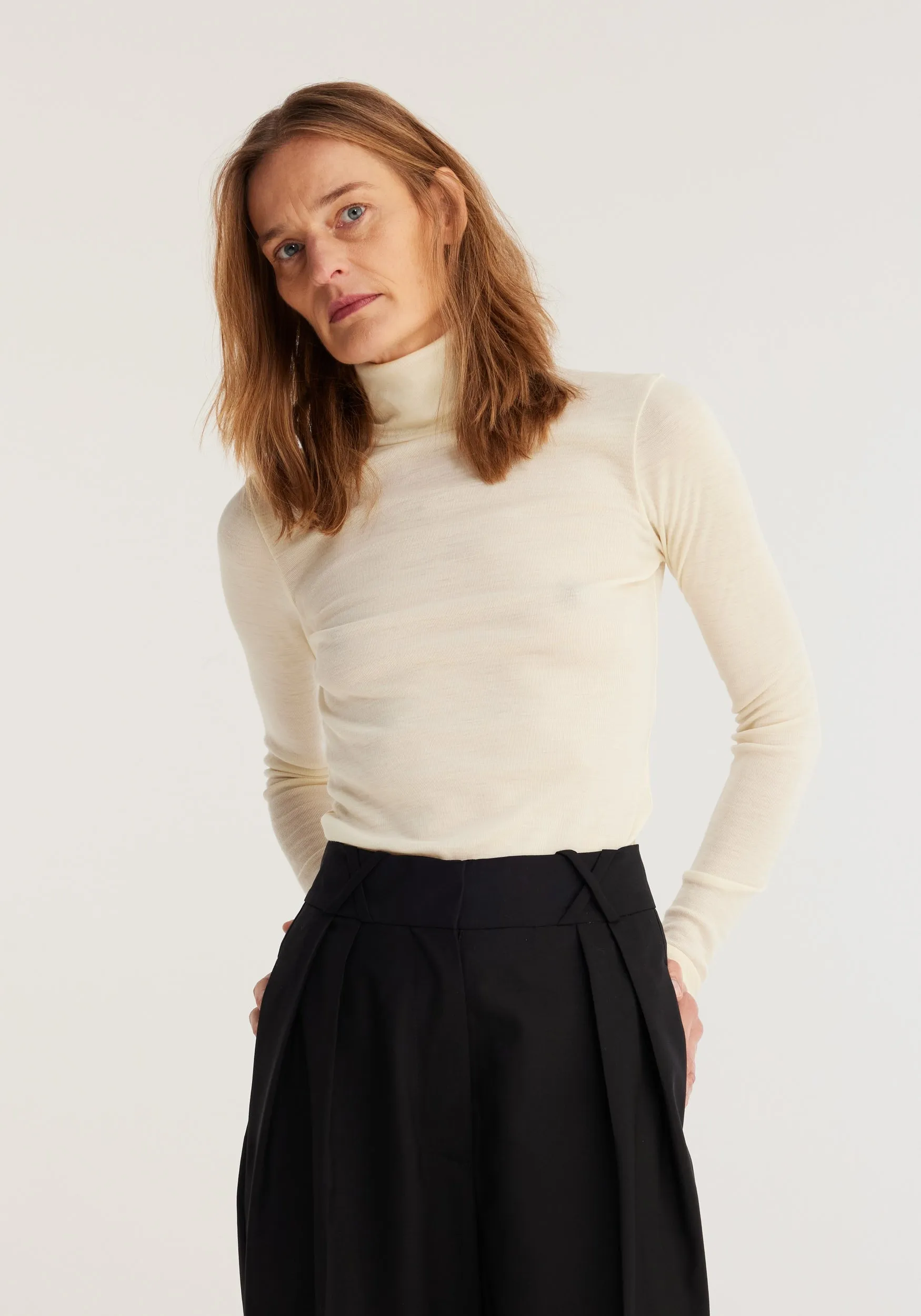 Fine merino turtleneck | off-white sold by Rohe product image thumbnail 3