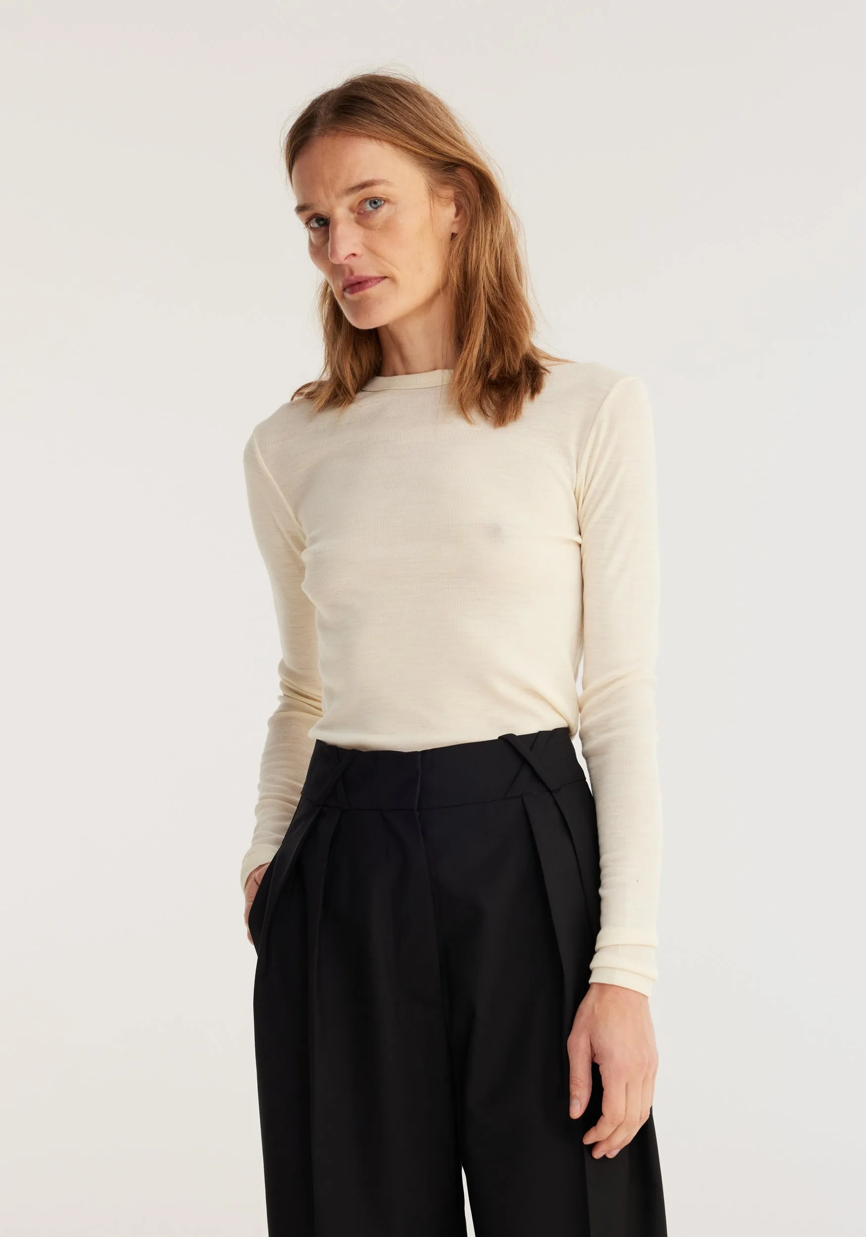Fine merino long sleeve | off-white sold by Rohe product image thumbnail 2
