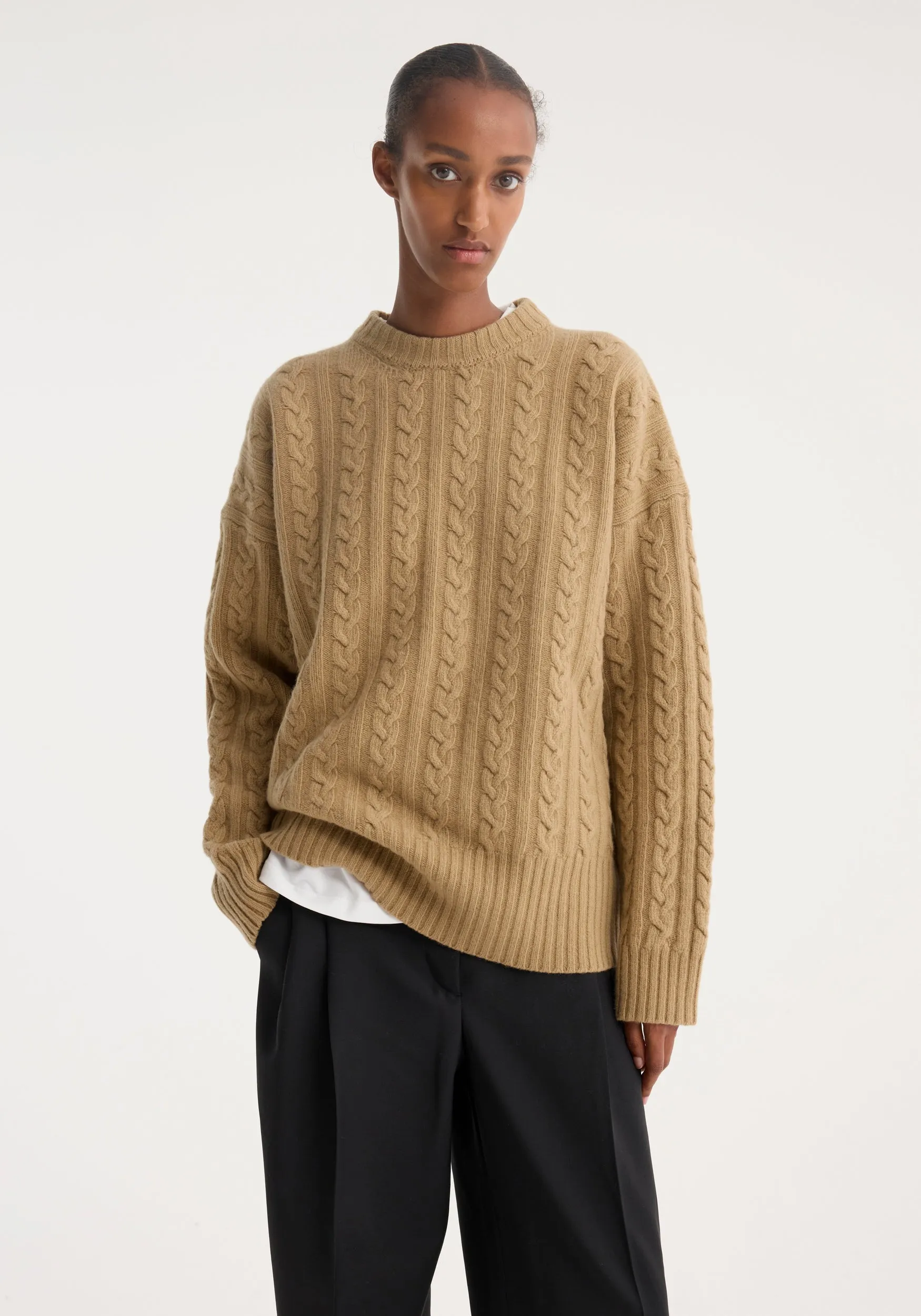 Cable knit jumper | camel sold by Rohe product image thumbnail 4