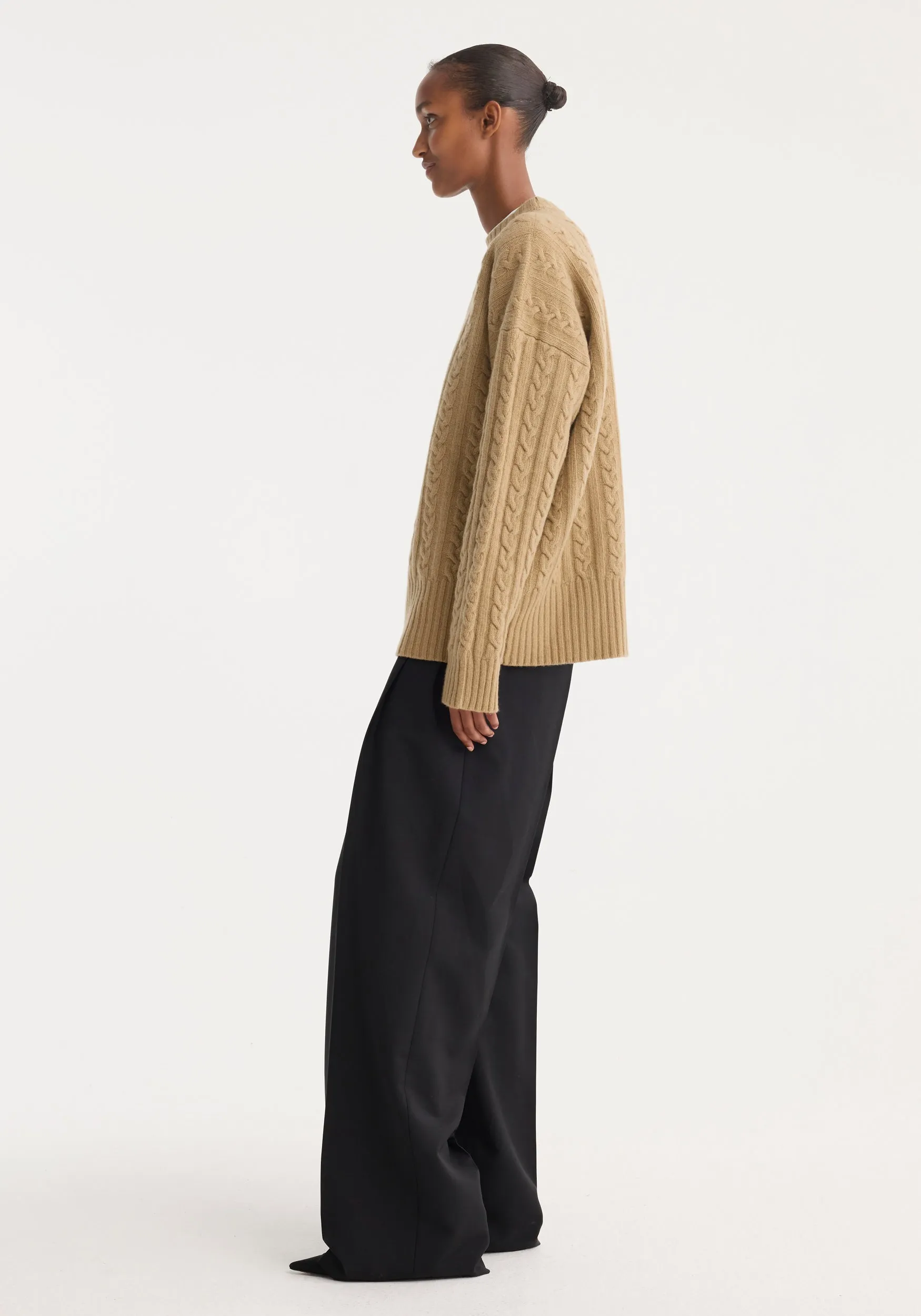 Cable knit jumper | camel sold by Rohe product image thumbnail 3