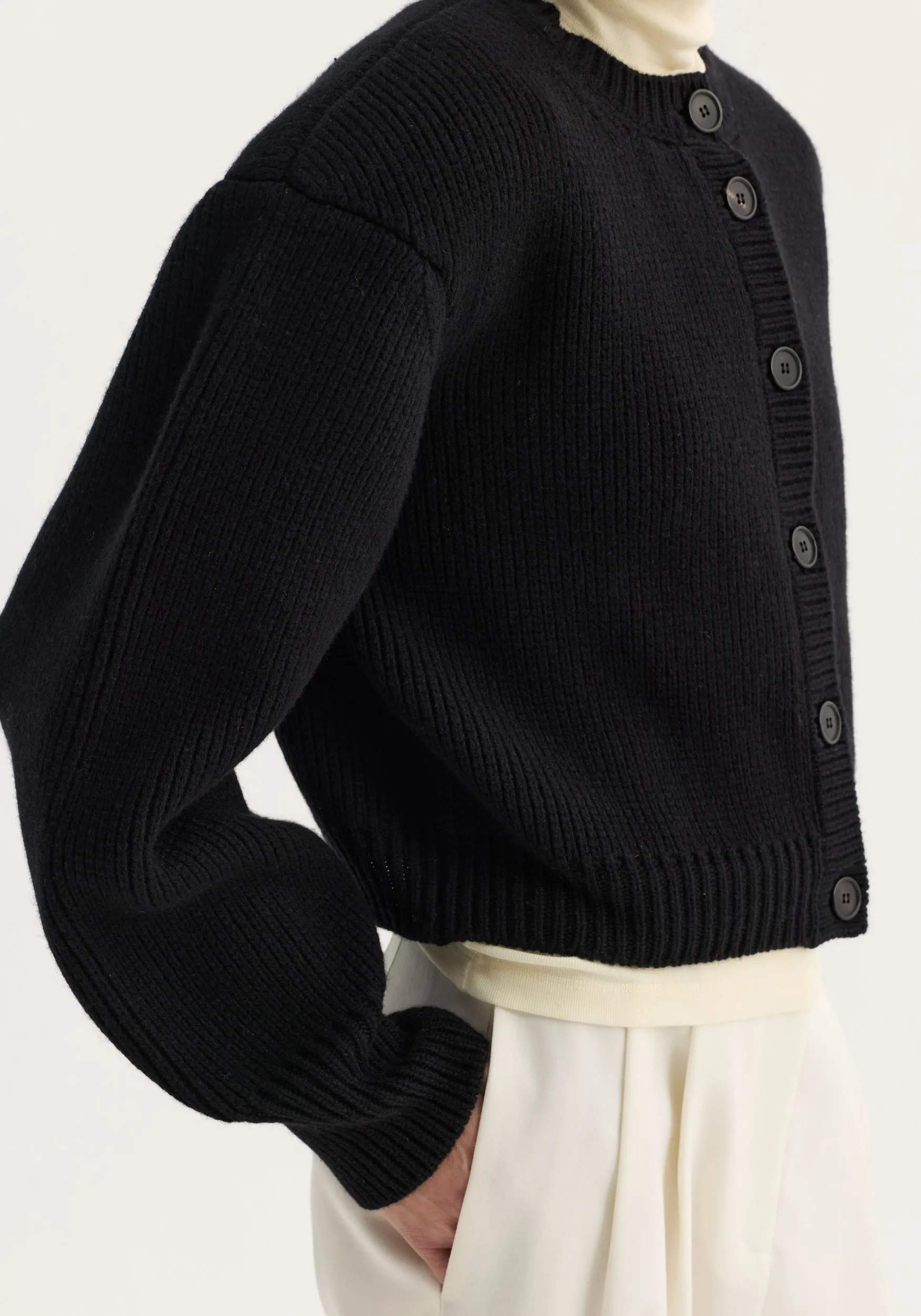 Statement shoulder cardigan | black sold by Rohe product image thumbnail 3