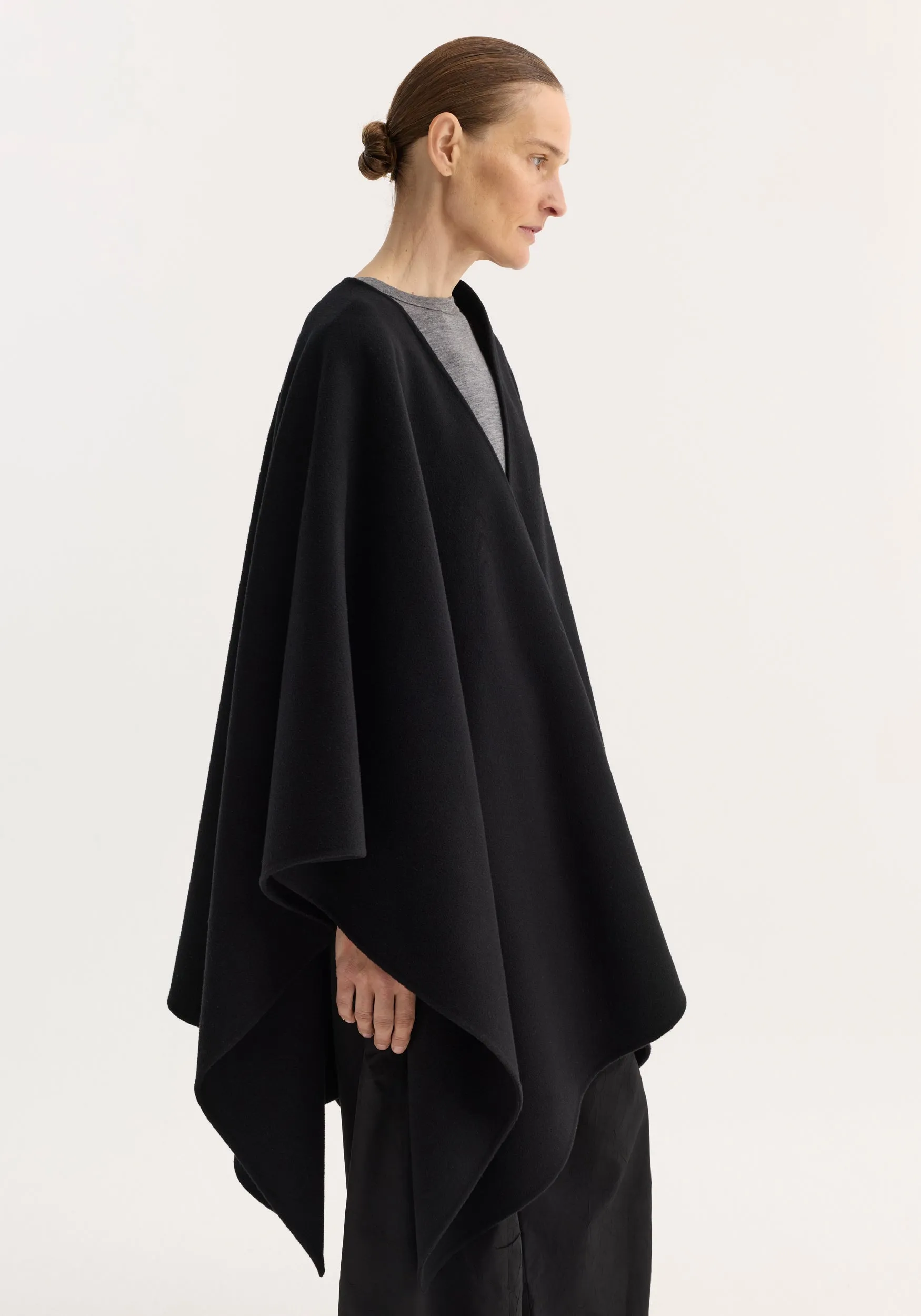 Draped scarf poncho | black sold by Rohe product image thumbnail 3