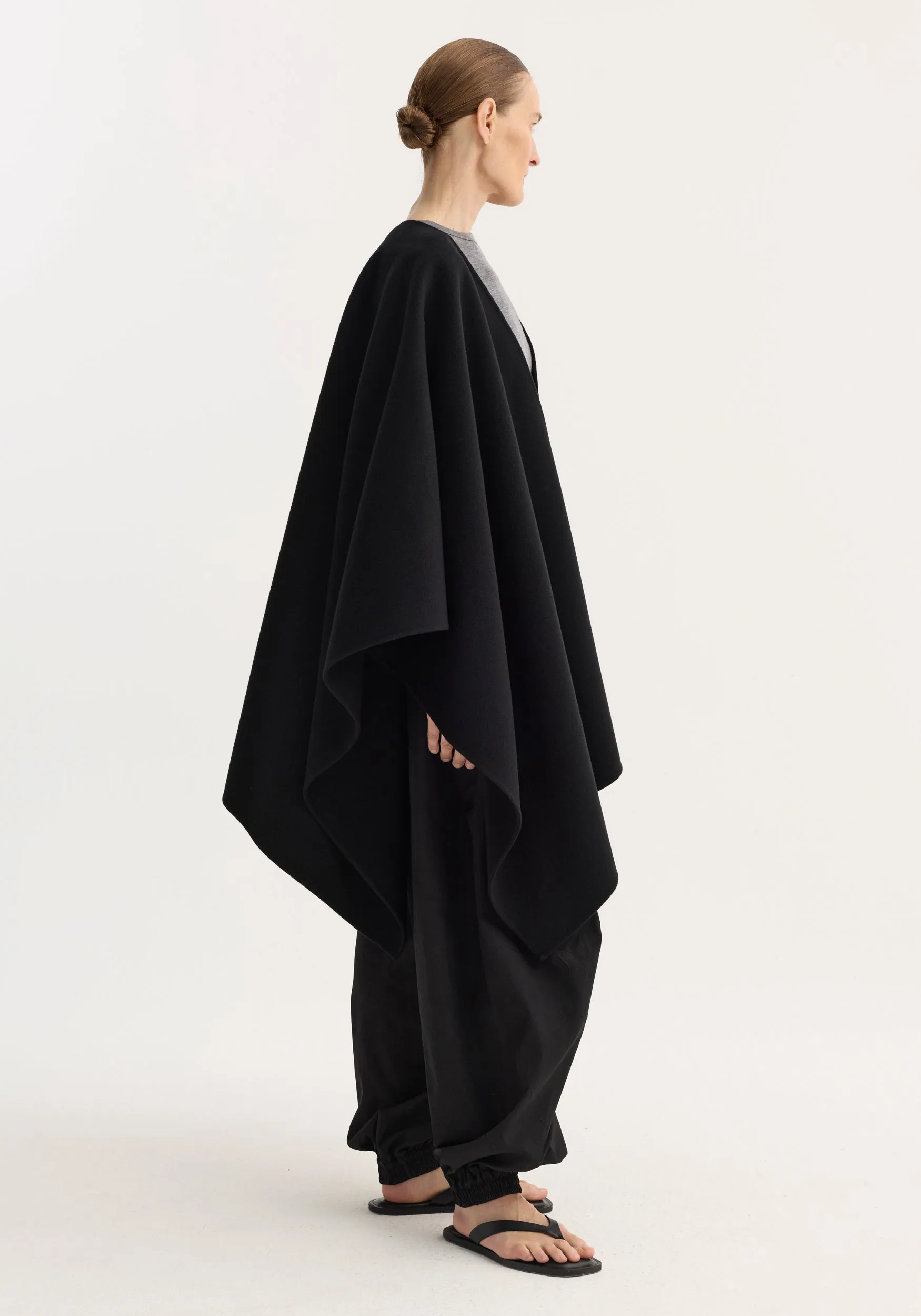 Draped scarf poncho | black sold by Rohe product image thumbnail 4