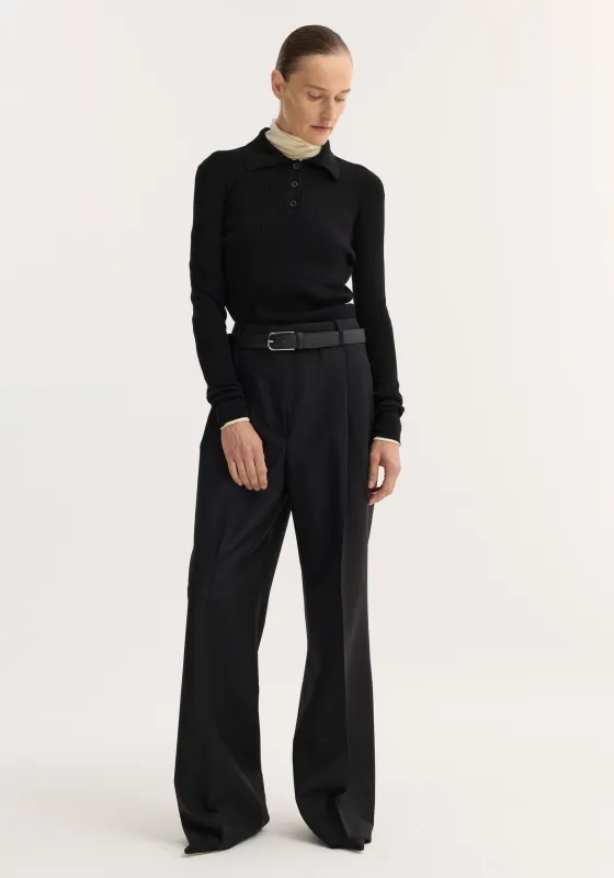 Rib knitted polo | black made by Rohe