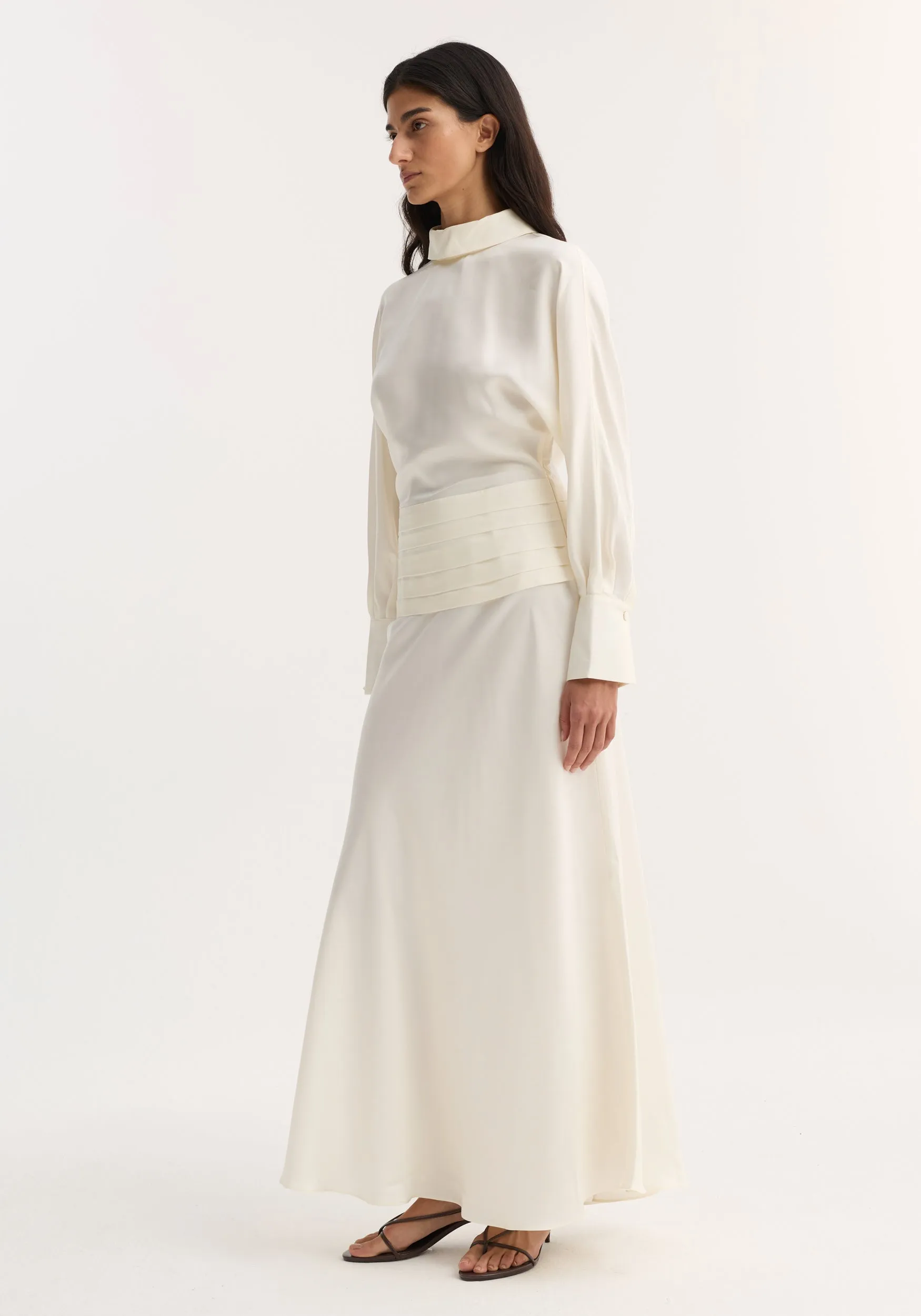 Tuxedo silk dress | cream sold by Rohe product image thumbnail 3