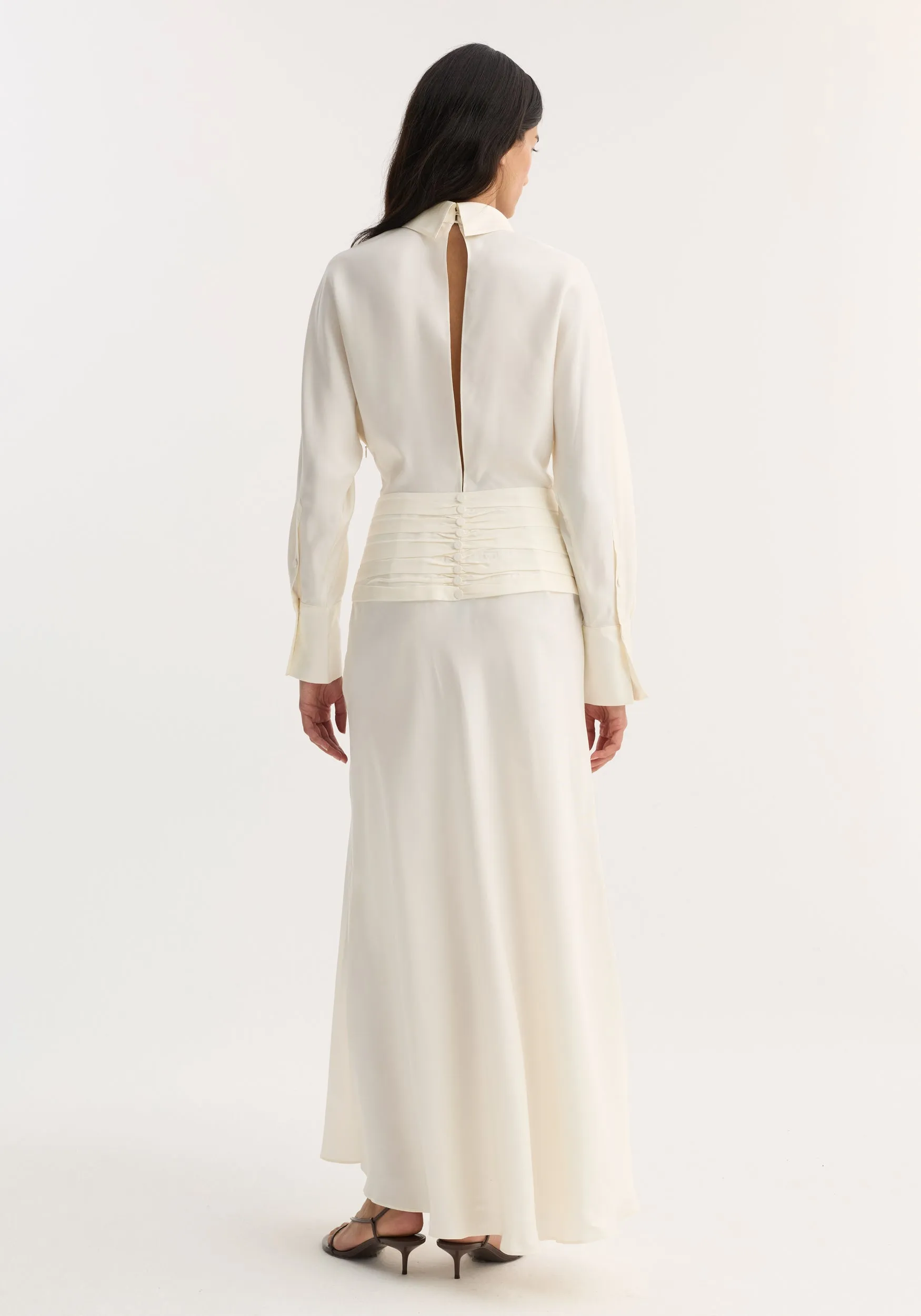 Tuxedo silk dress | cream sold by Rohe product image thumbnail 4