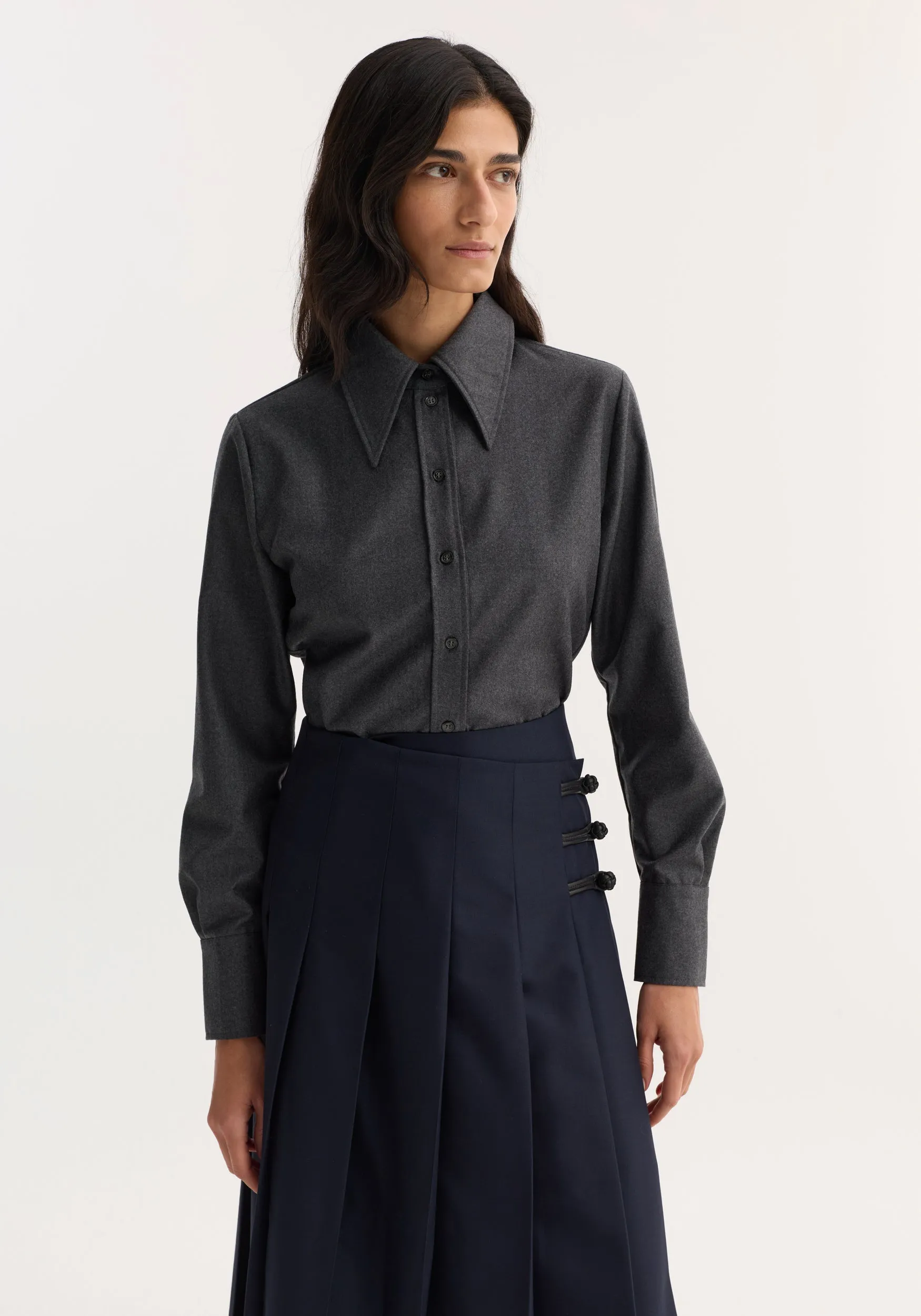 Fitted shirt | dark grey melange sold by Rohe product image thumbnail 2