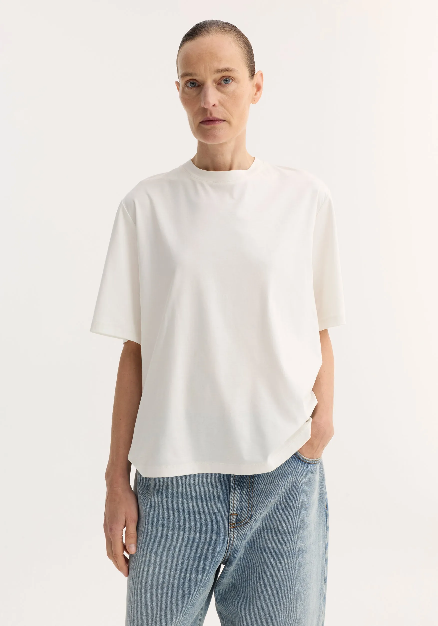Oversized cotton silk t-shirt | off white sold by Rohe product image thumbnail 2