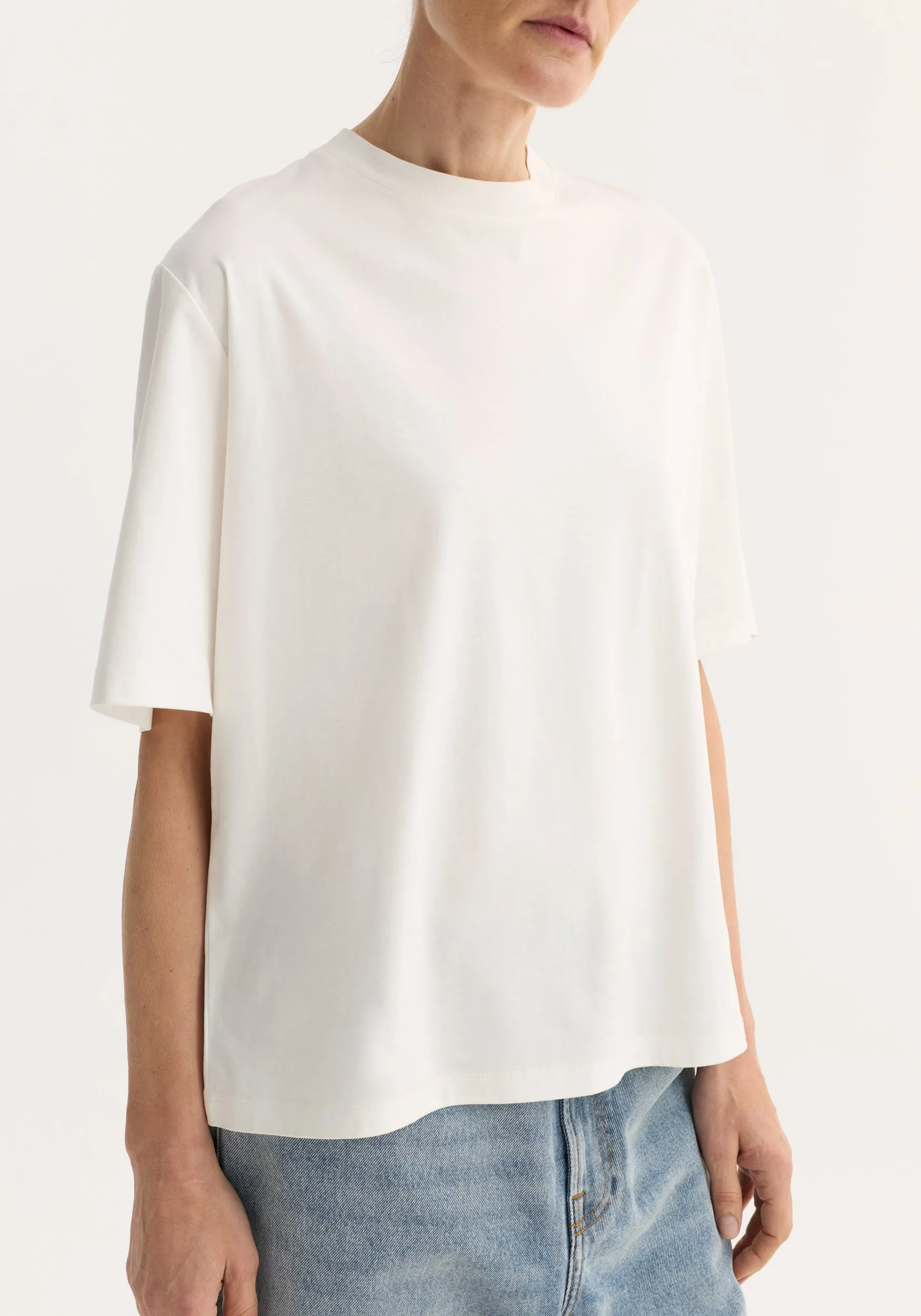 Oversized cotton silk t-shirt | off white sold by Rohe product image thumbnail 3