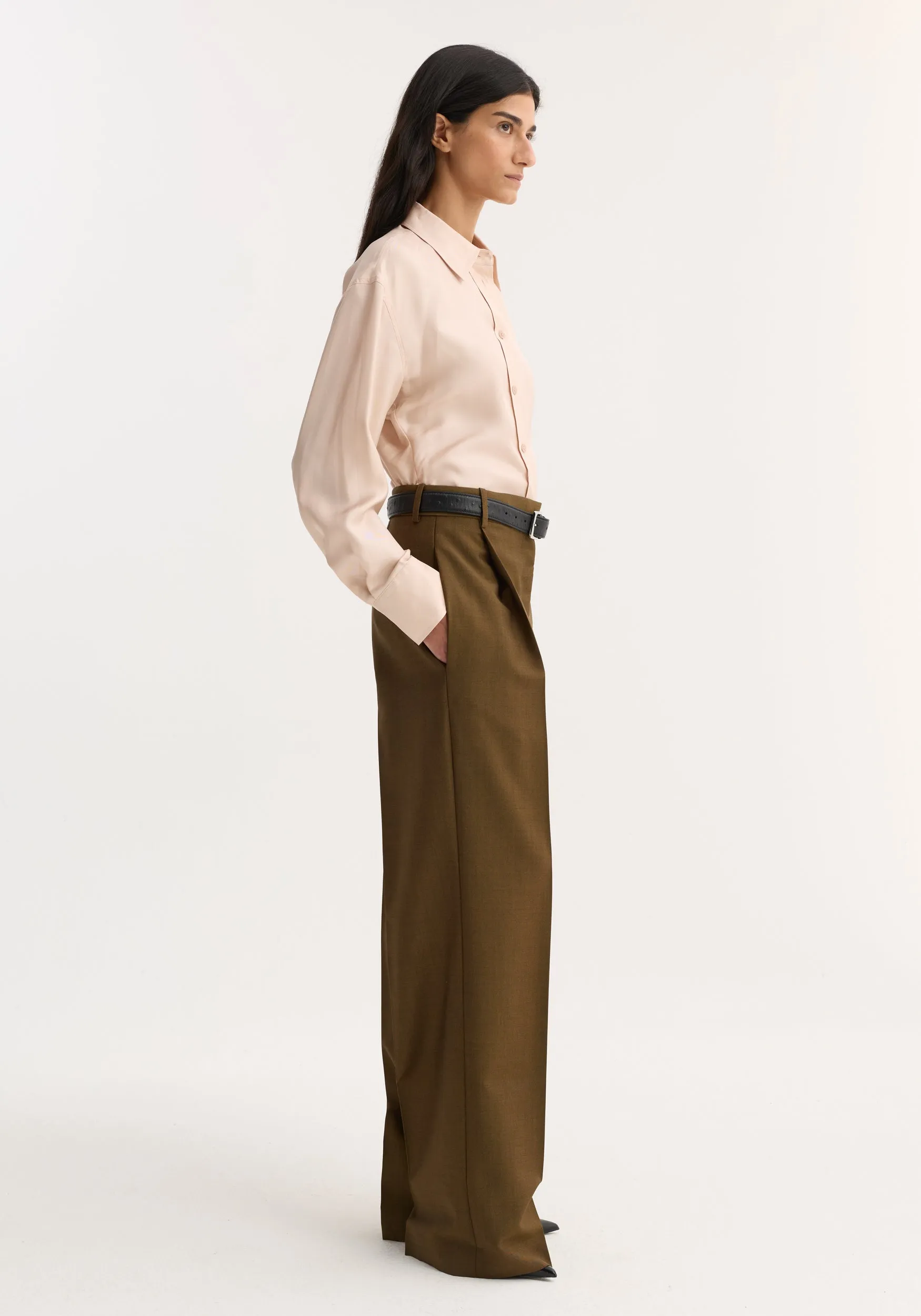 Relaxed straight leg trouser | golden brown sold by Rohe product image thumbnail 3