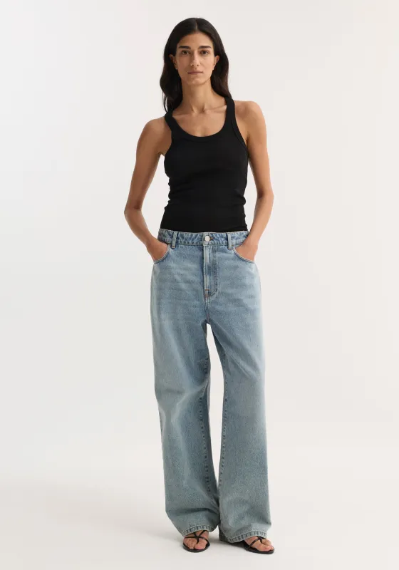 Merino scoop neck top | black made by Rohe