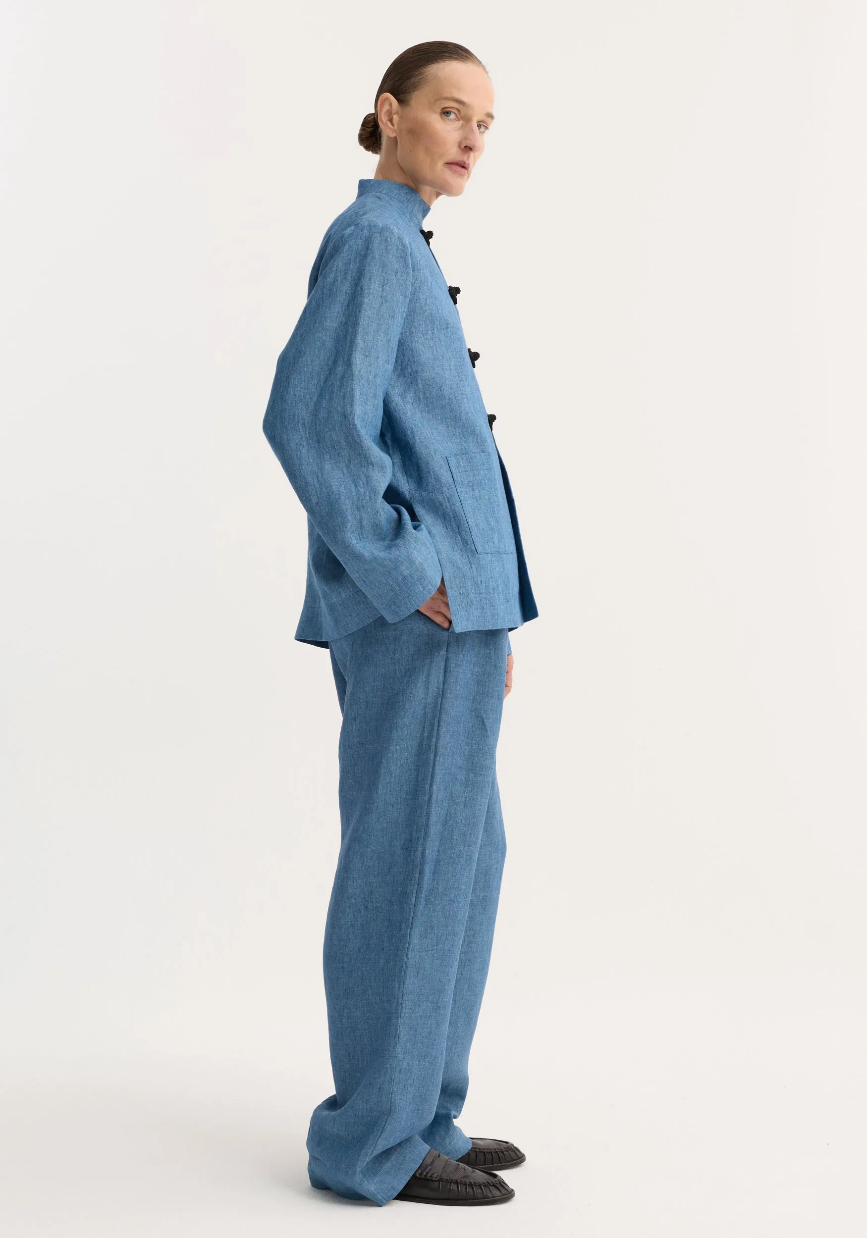 Pankou closure jacket | ocean blue sold by Rohe product image thumbnail 3