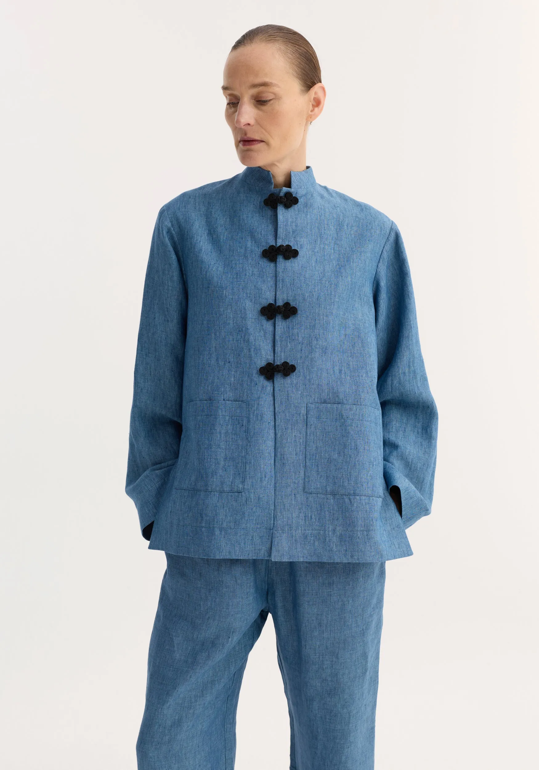 Pankou closure jacket | ocean blue sold by Rohe product image thumbnail 2