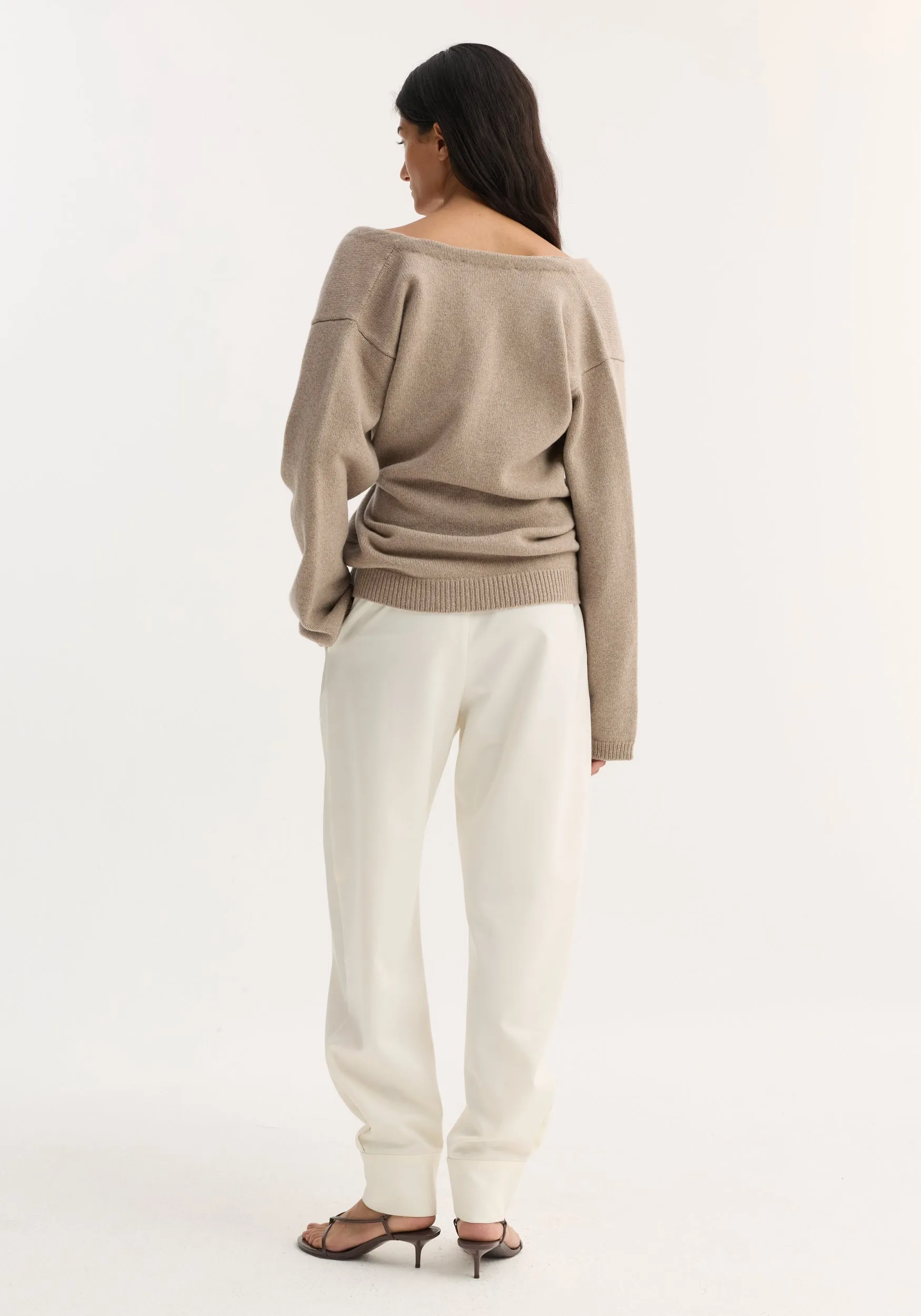 Off-shoulder wrap cardigan | light taupe sold by Rohe product image thumbnail 5