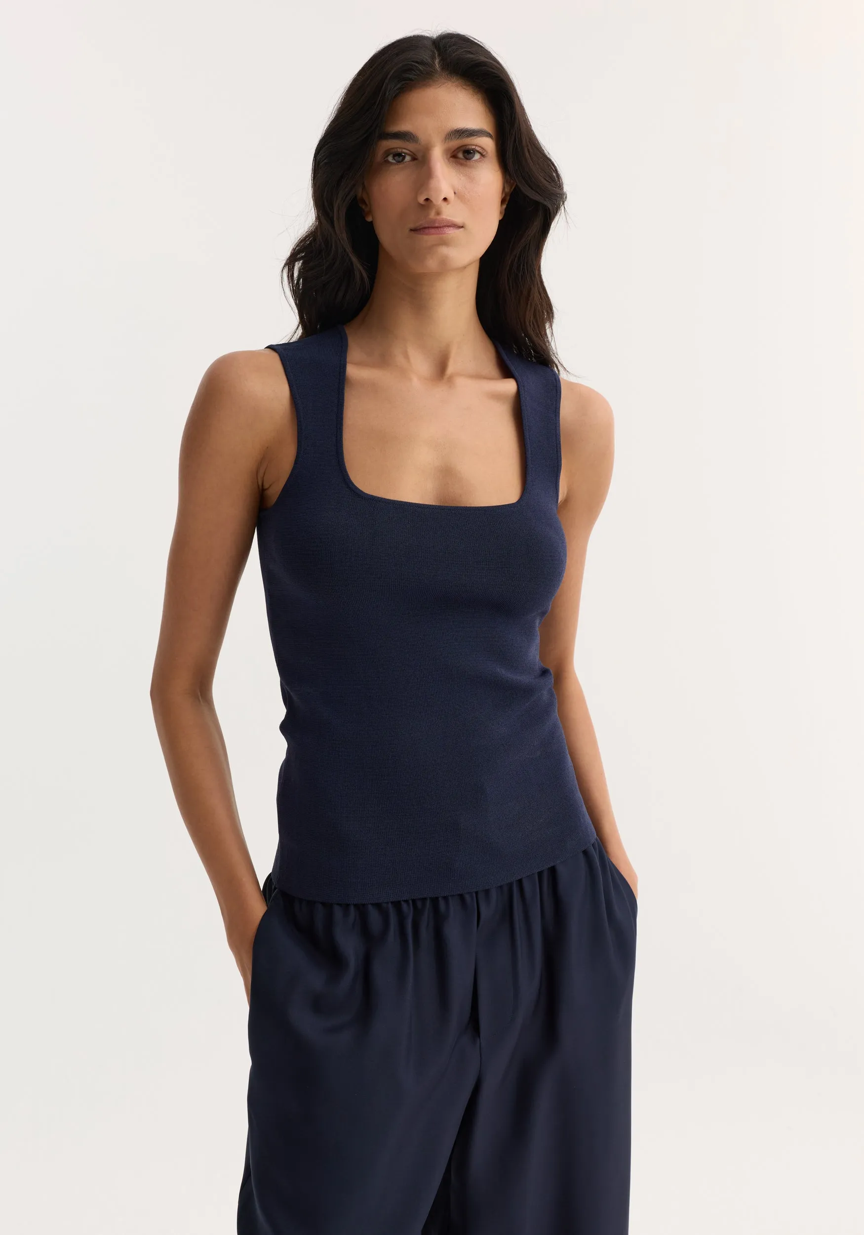 Bustier shaped knitted top | navy sold by Rohe product image thumbnail 4