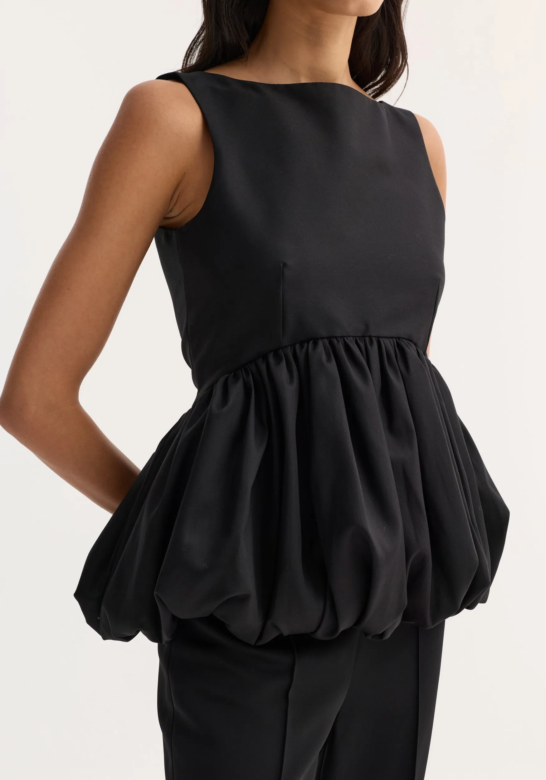 Voluminous boat-neck top | black sold by Rohe product image thumbnail 4